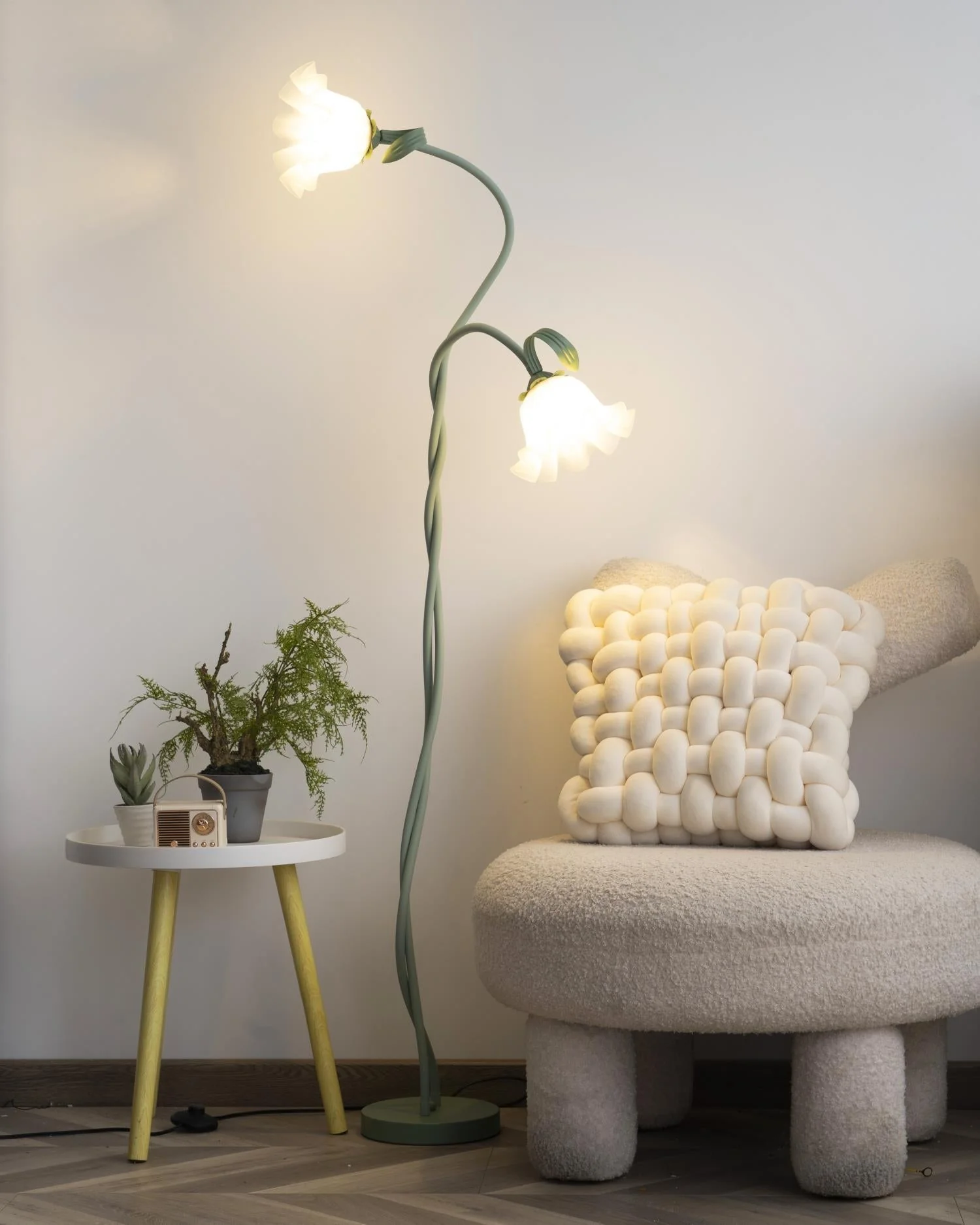 Calla Flower Floor Lamp Matte Green Floral Standing Light - Image 26