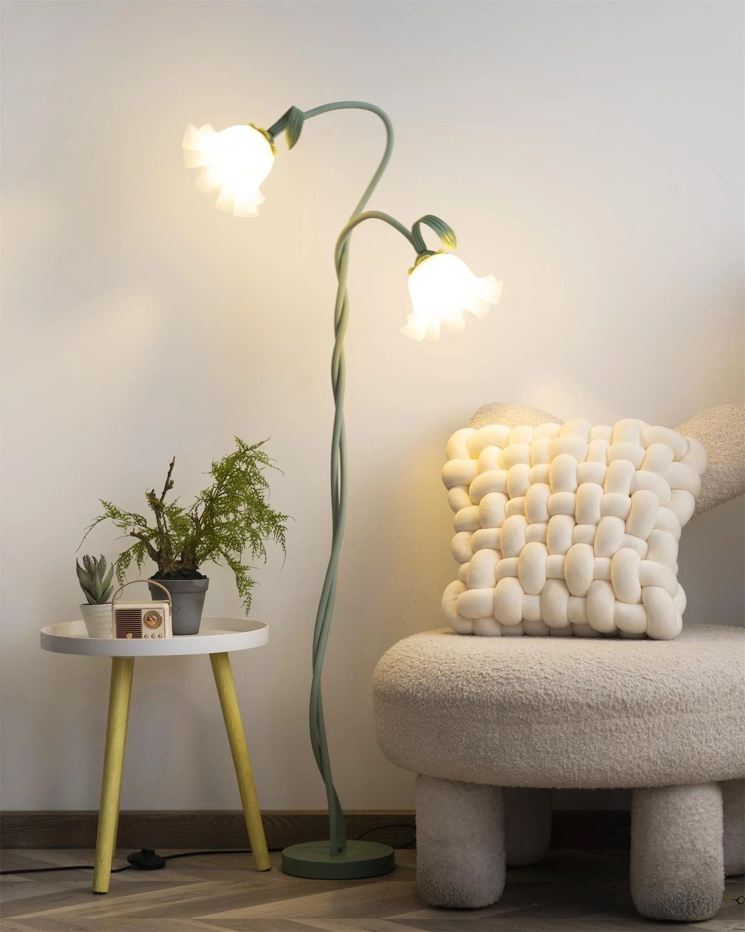 Calla Flower Floor Lamp Matte Green Floral Standing Light - Image 27
