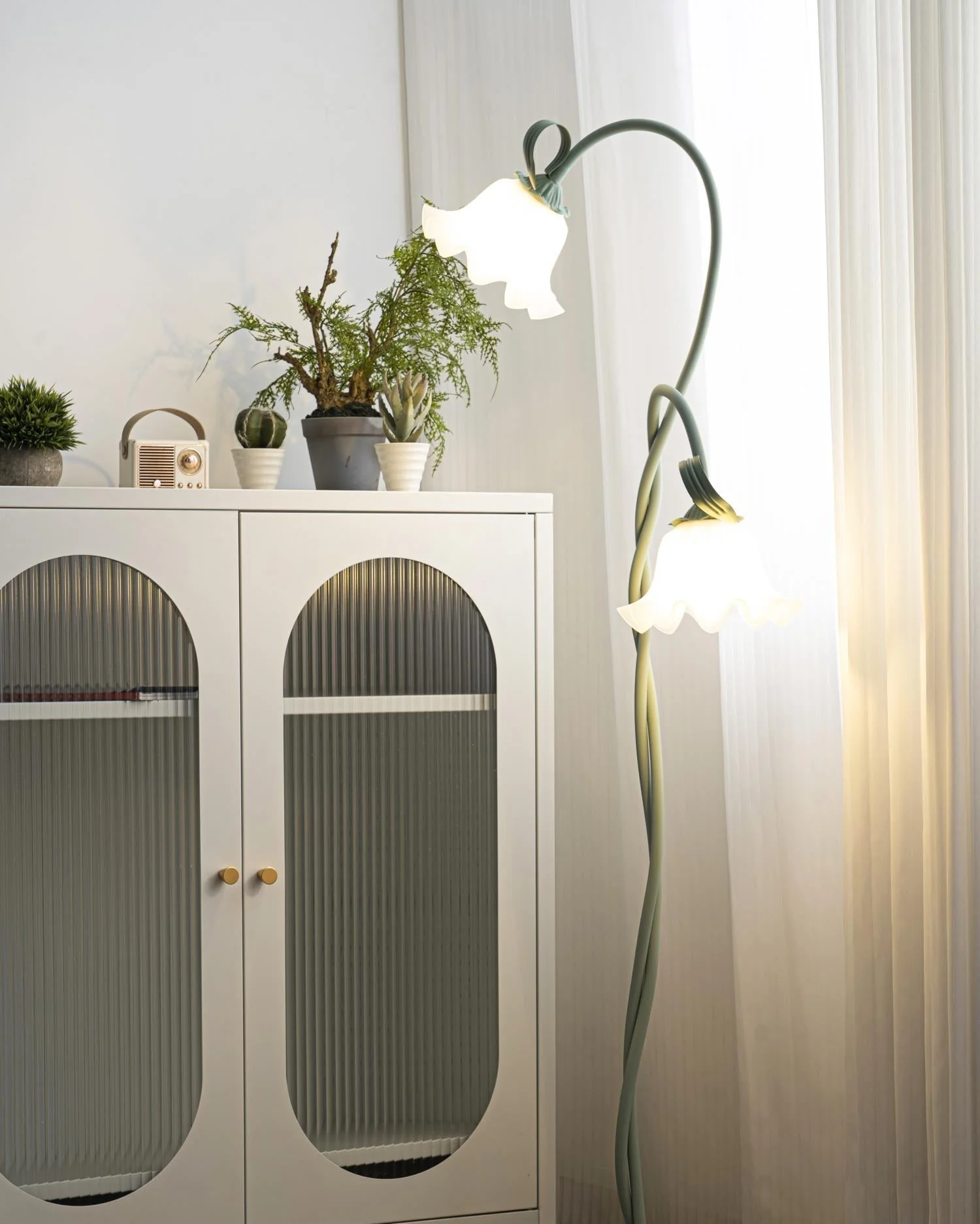 Calla Flower Floor Lamp Matte Green Floral Standing Light - Image 30