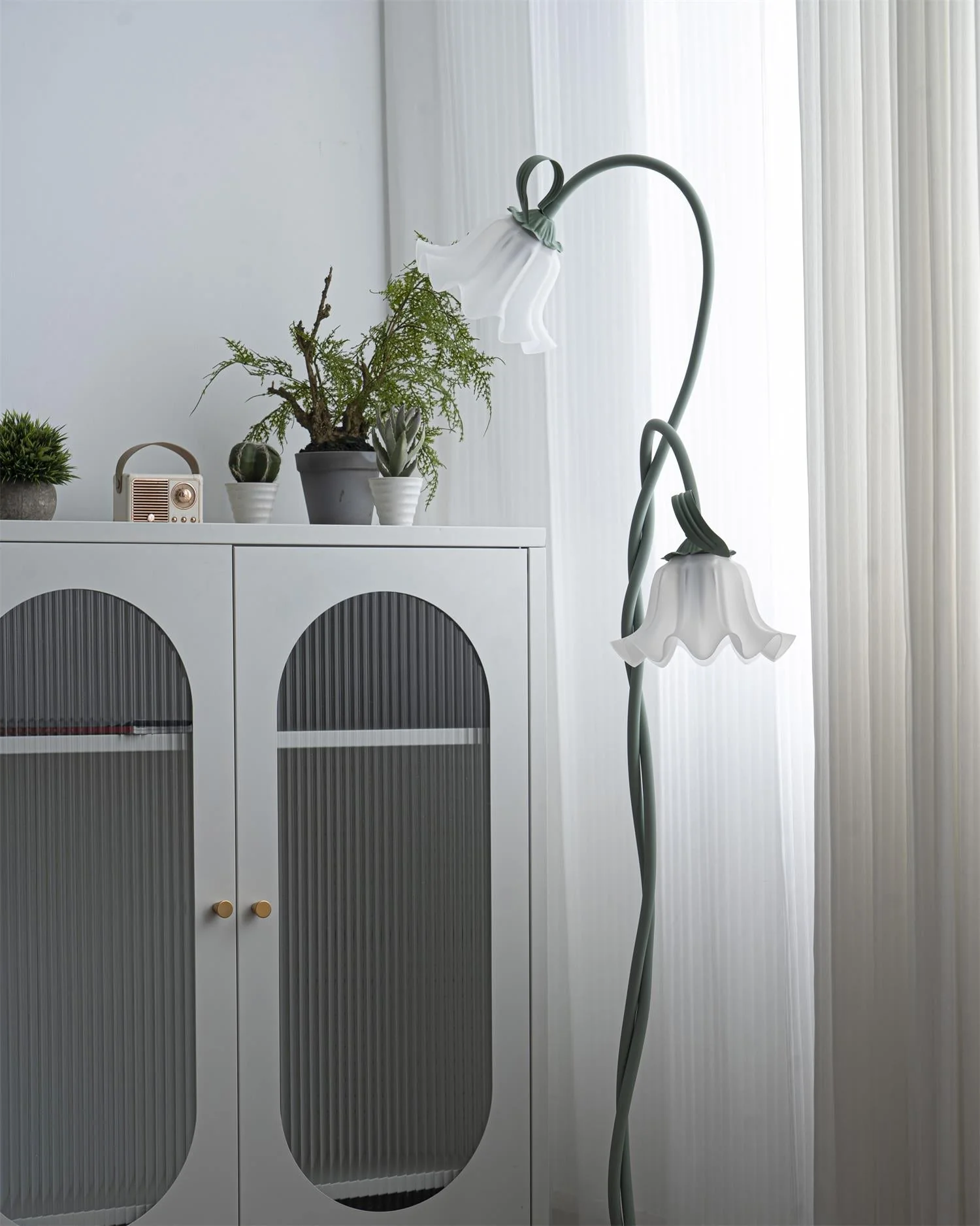 Calla Flower Floor Lamp Matte Green Floral Standing Light - Image 31