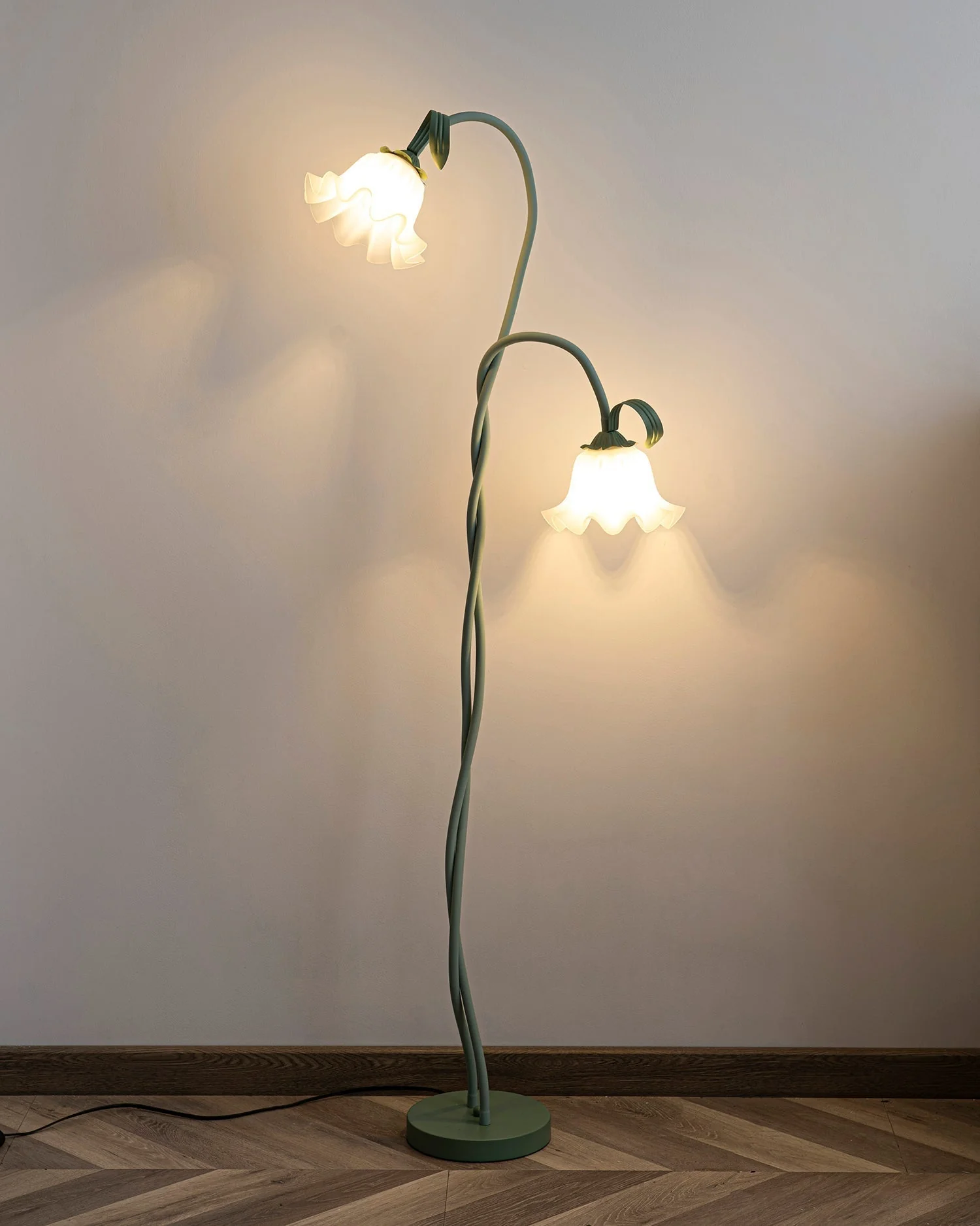 Calla Flower Floor Lamp Matte Green Floral Standing Light - Image 33