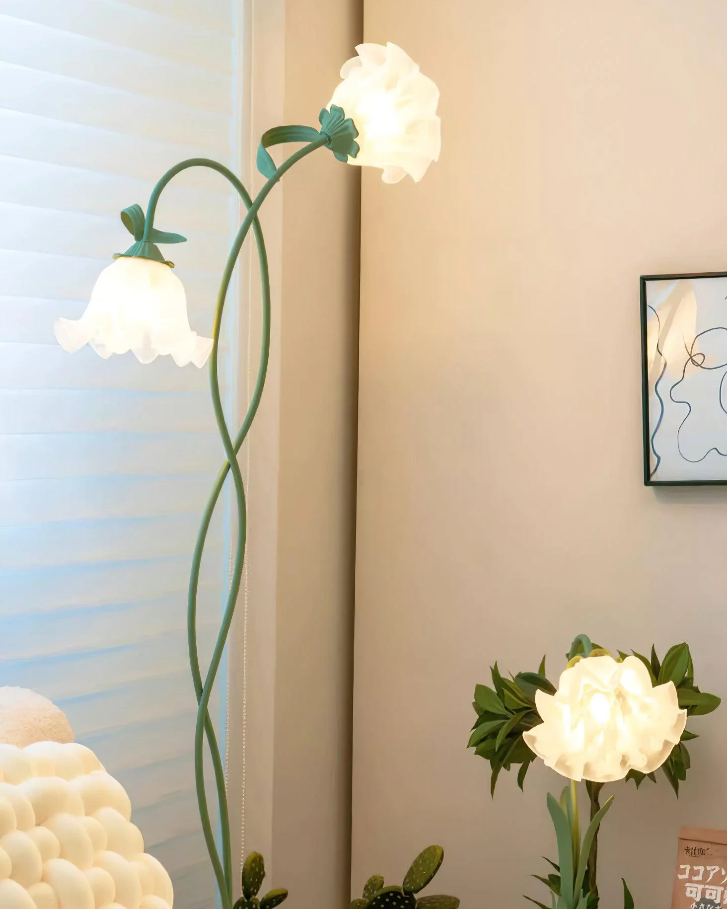 Calla Flower Floor Lamp Matte Green Floral Standing Light - Image 7