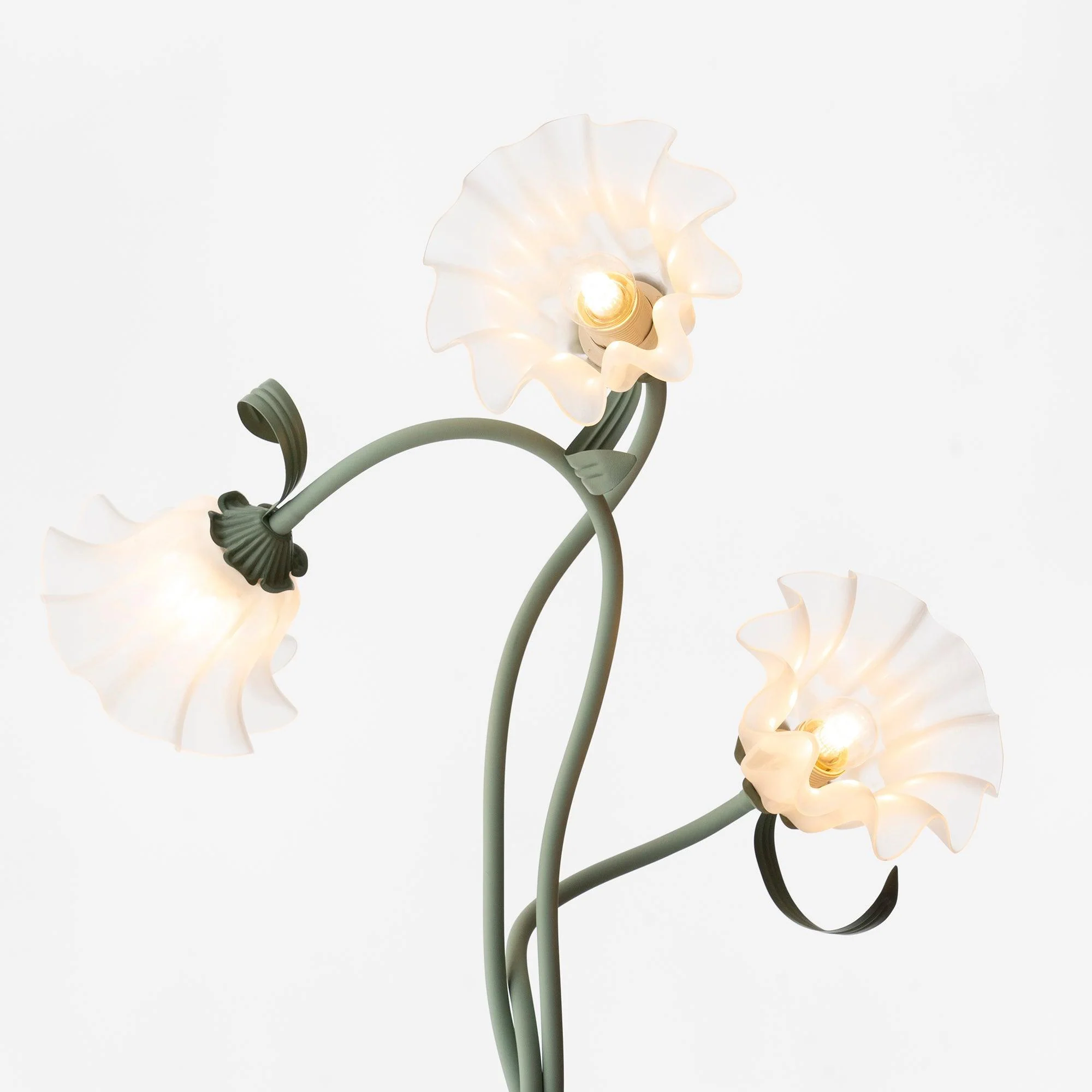 Calla Flower Floor Lamp Matte Green Floral Standing Light - Image 8