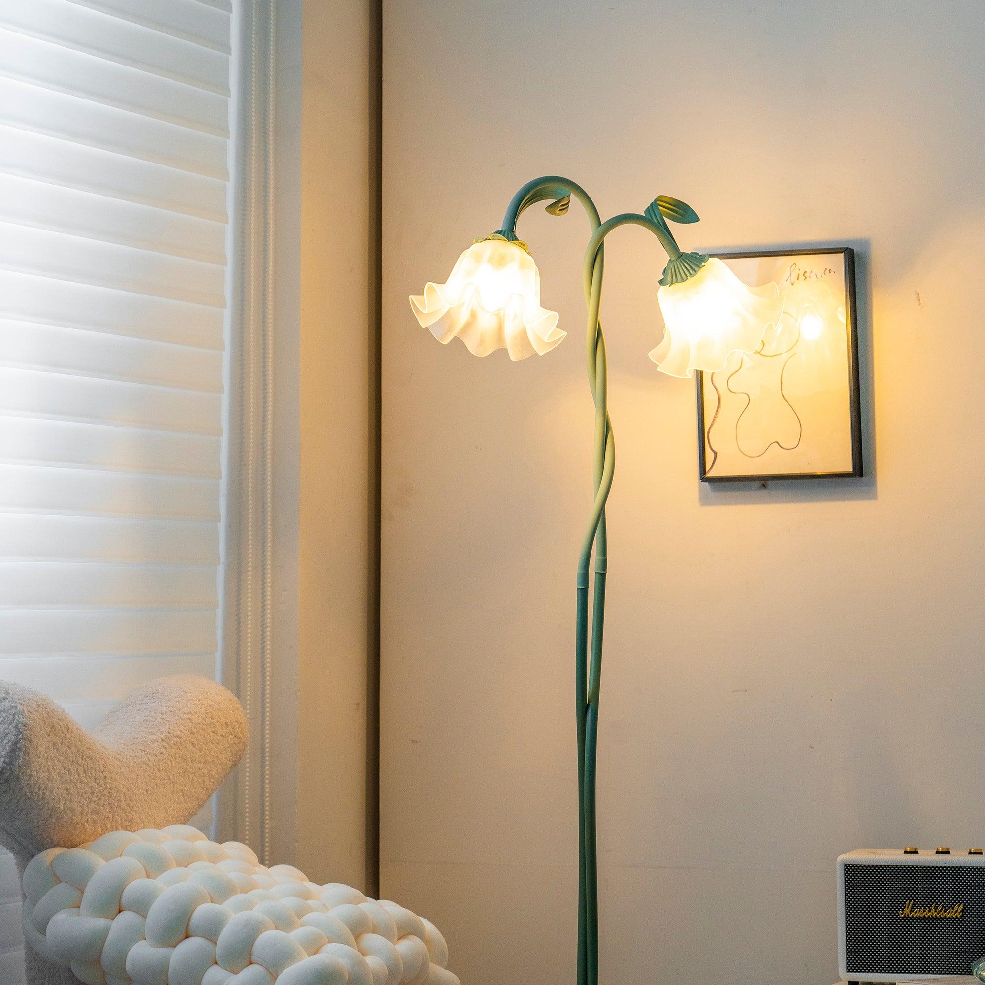 Calla Flower Floor Lamp Matte Green Floral Standing Light - Image 9