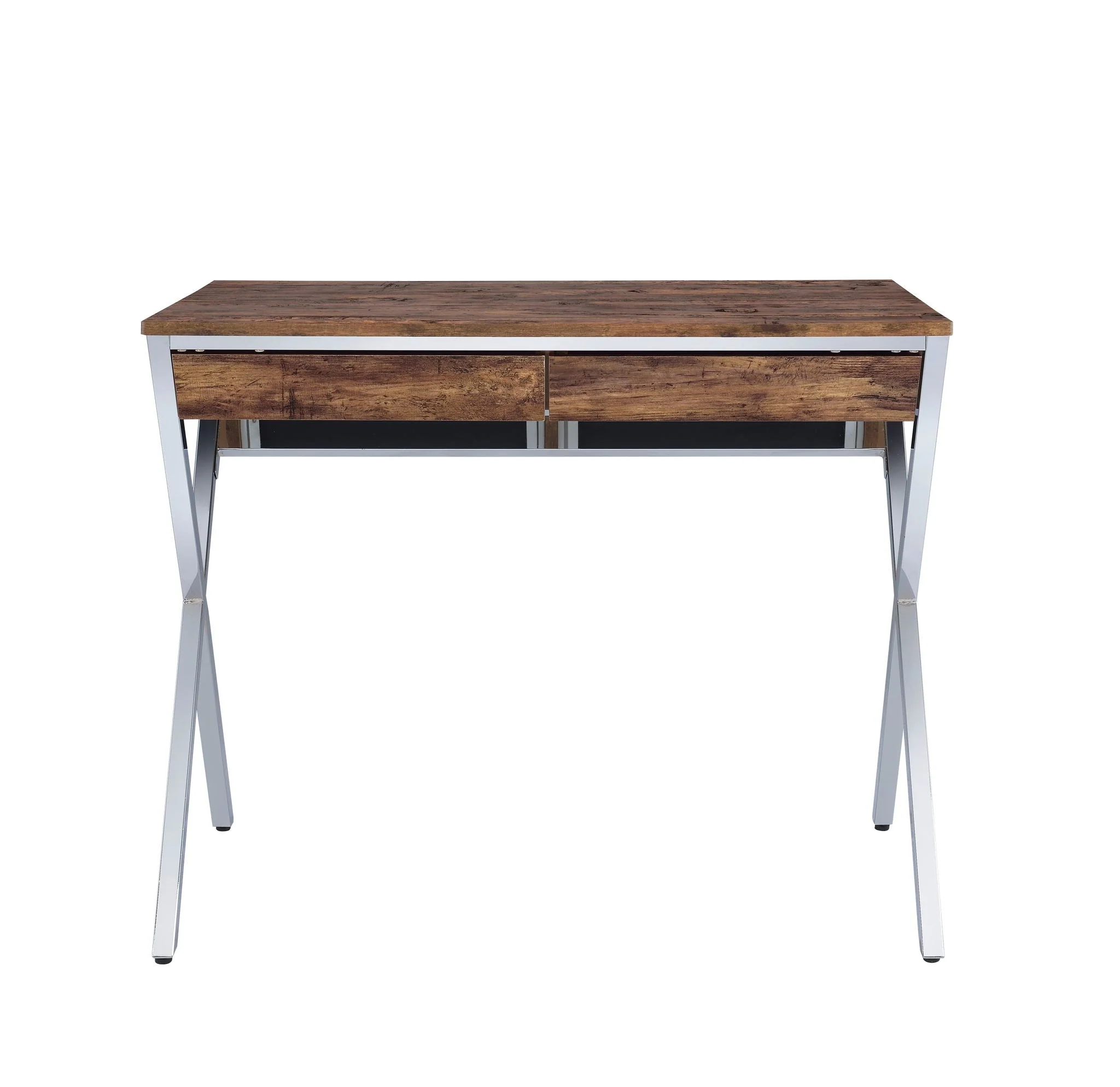 Callers - Weathered Writing Desk - Chrome / Oak - Image 3