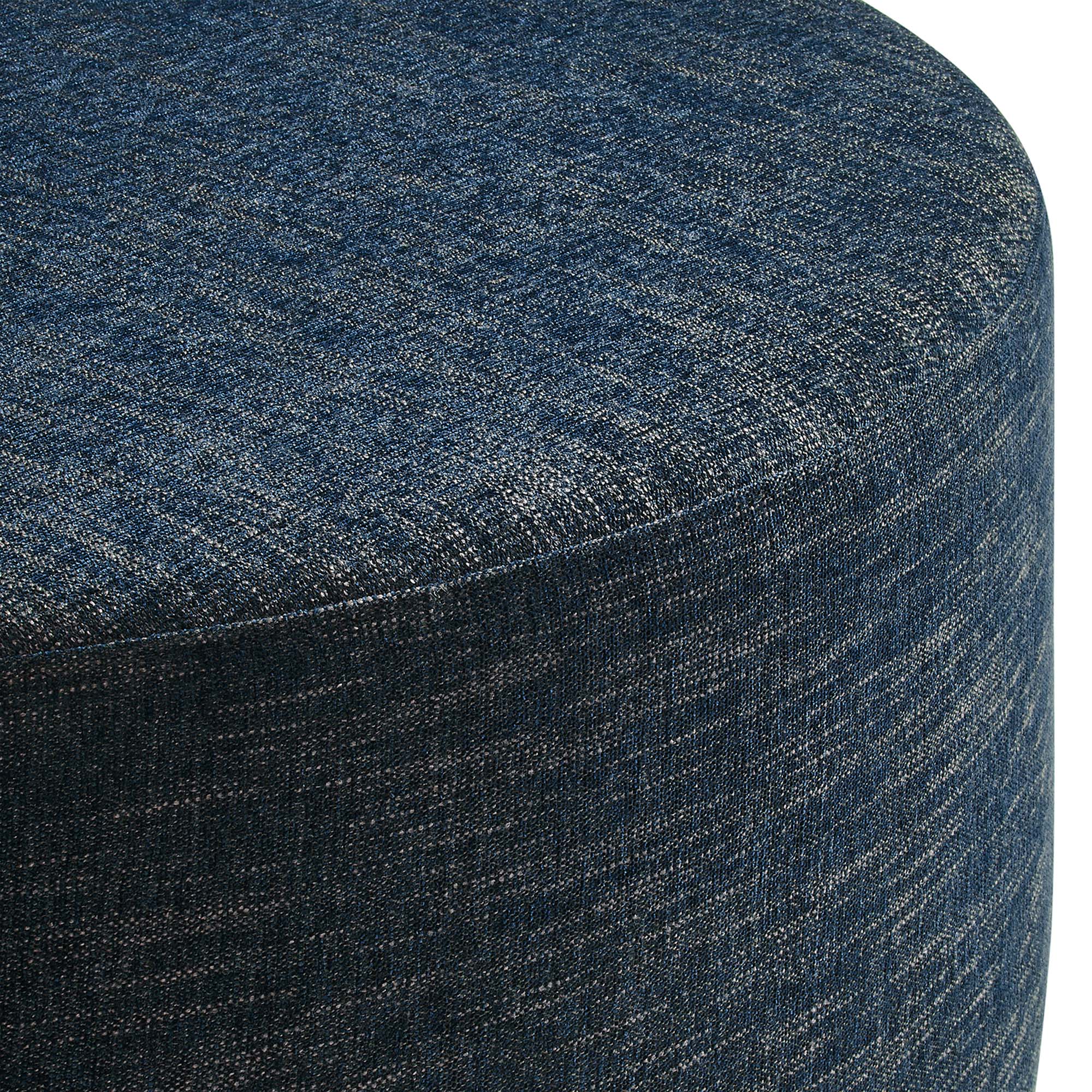 Callum Large 38" Round Woven Heathered Fabric Upholstered Ottoman - Image 13