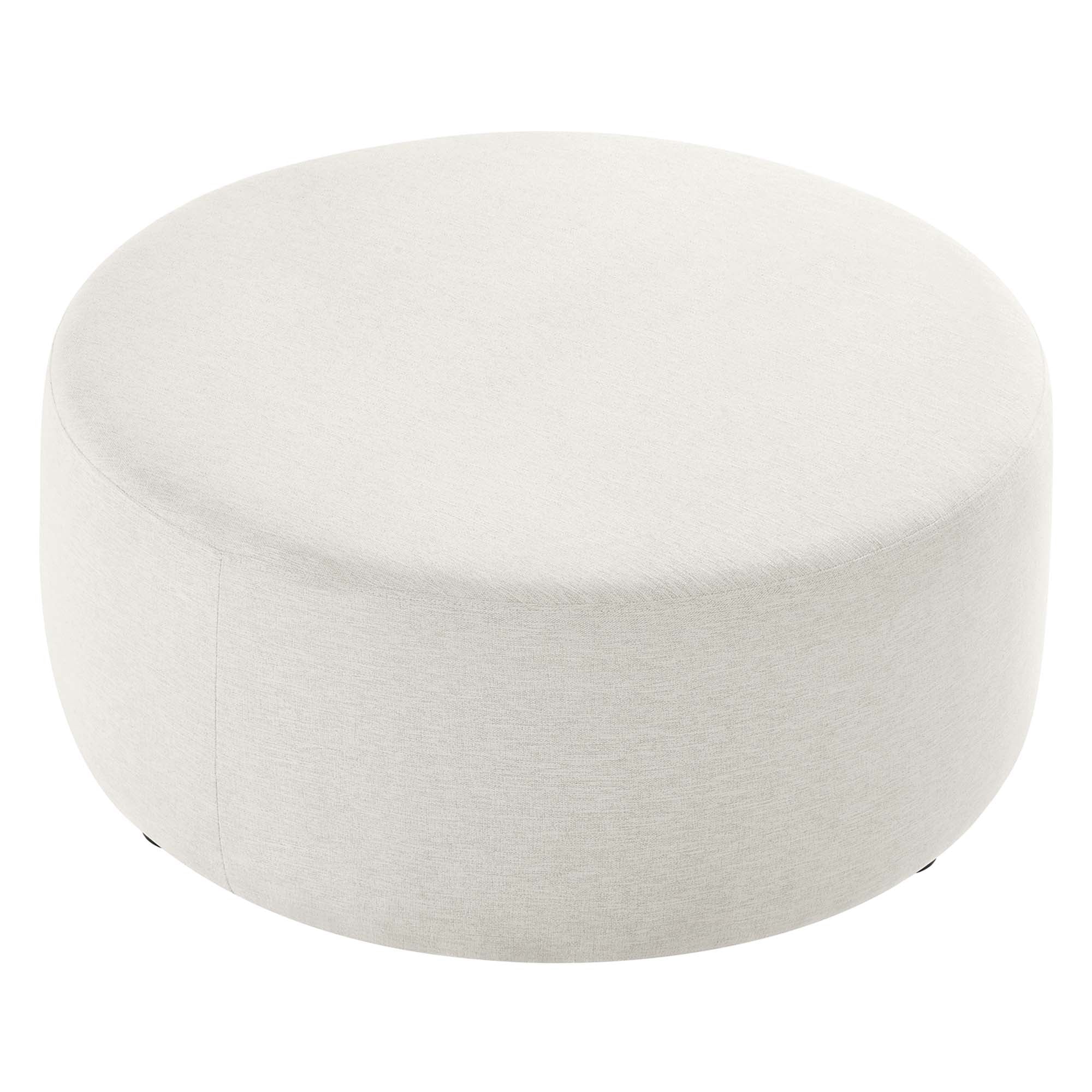 Callum Large 38" Round Woven Heathered Fabric Upholstered Ottoman - Image 14