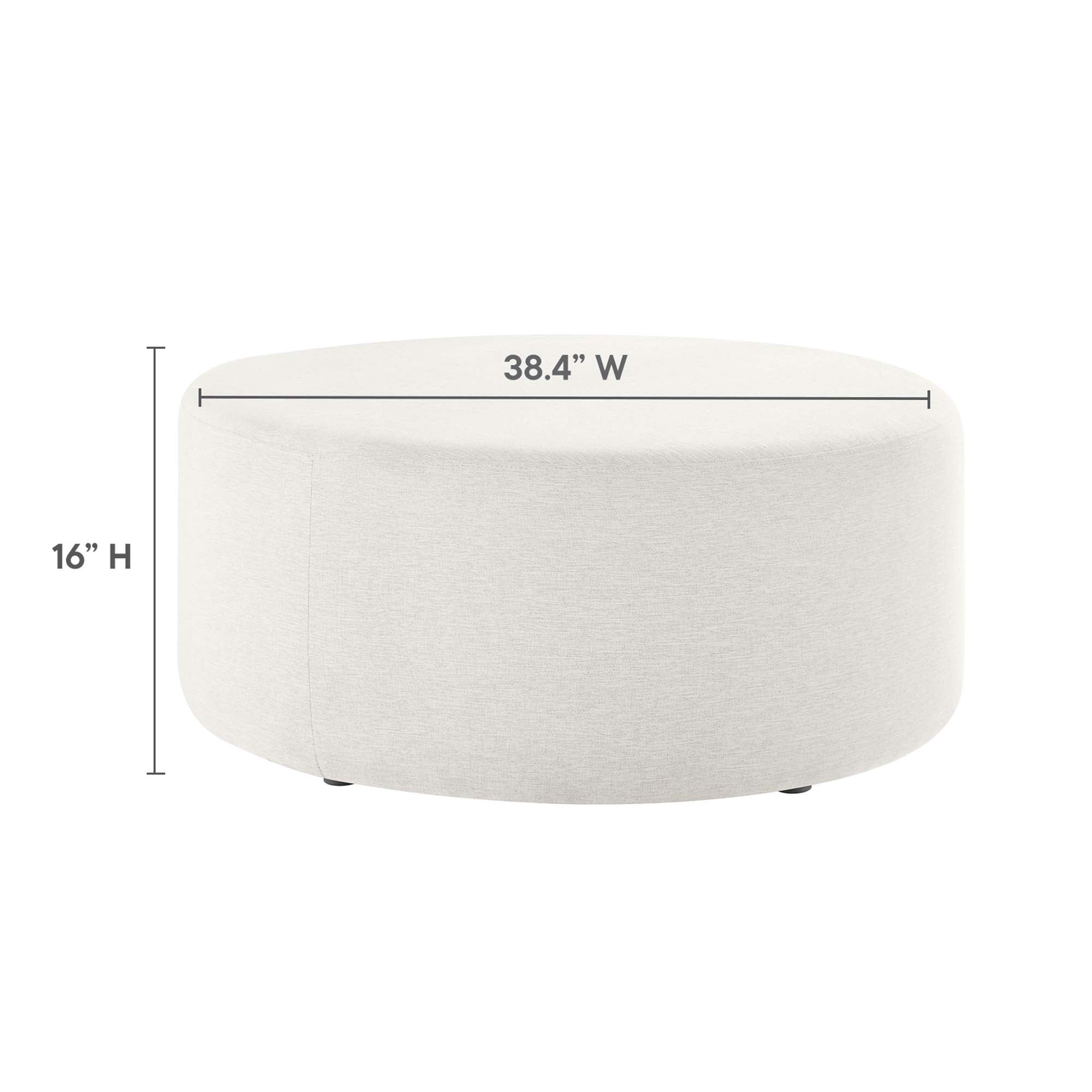 Callum Large 38" Round Woven Heathered Fabric Upholstered Ottoman - Image 16