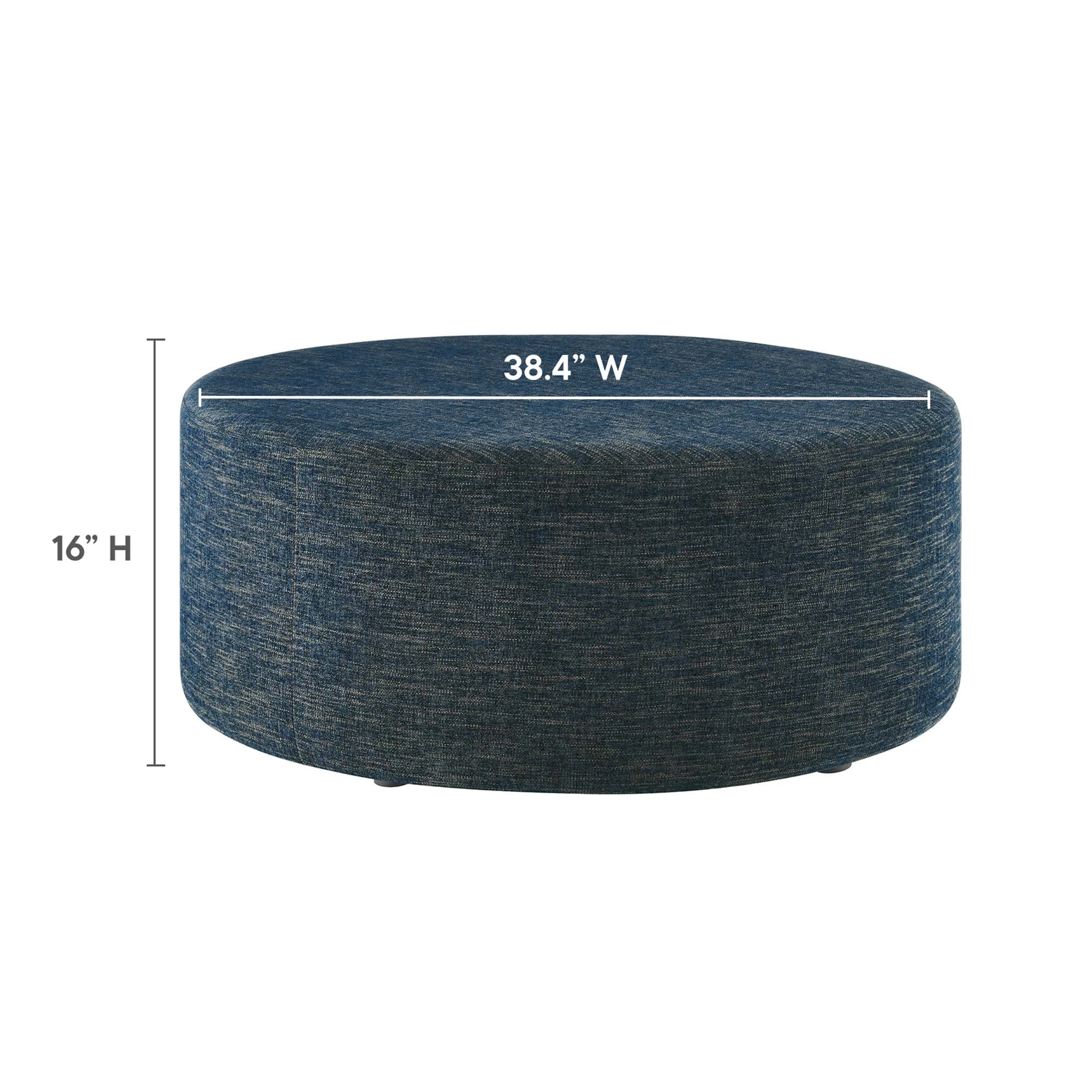 Callum Large 38" Round Woven Heathered Fabric Upholstered Ottoman - Image 17