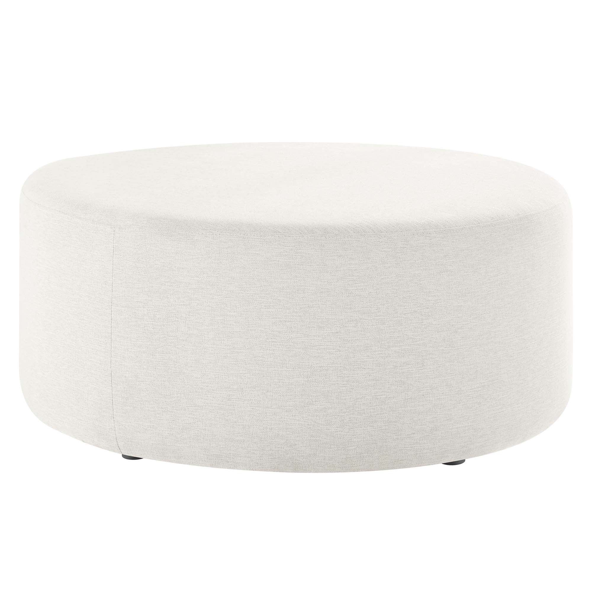 Callum Large 38" Round Woven Heathered Fabric Upholstered Ottoman - Image 20