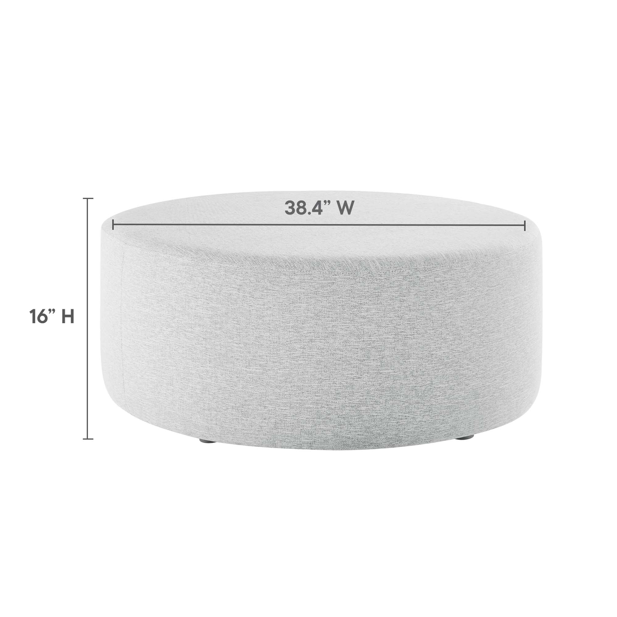 Callum Large 38" Round Woven Heathered Fabric Upholstered Ottoman - Image 3