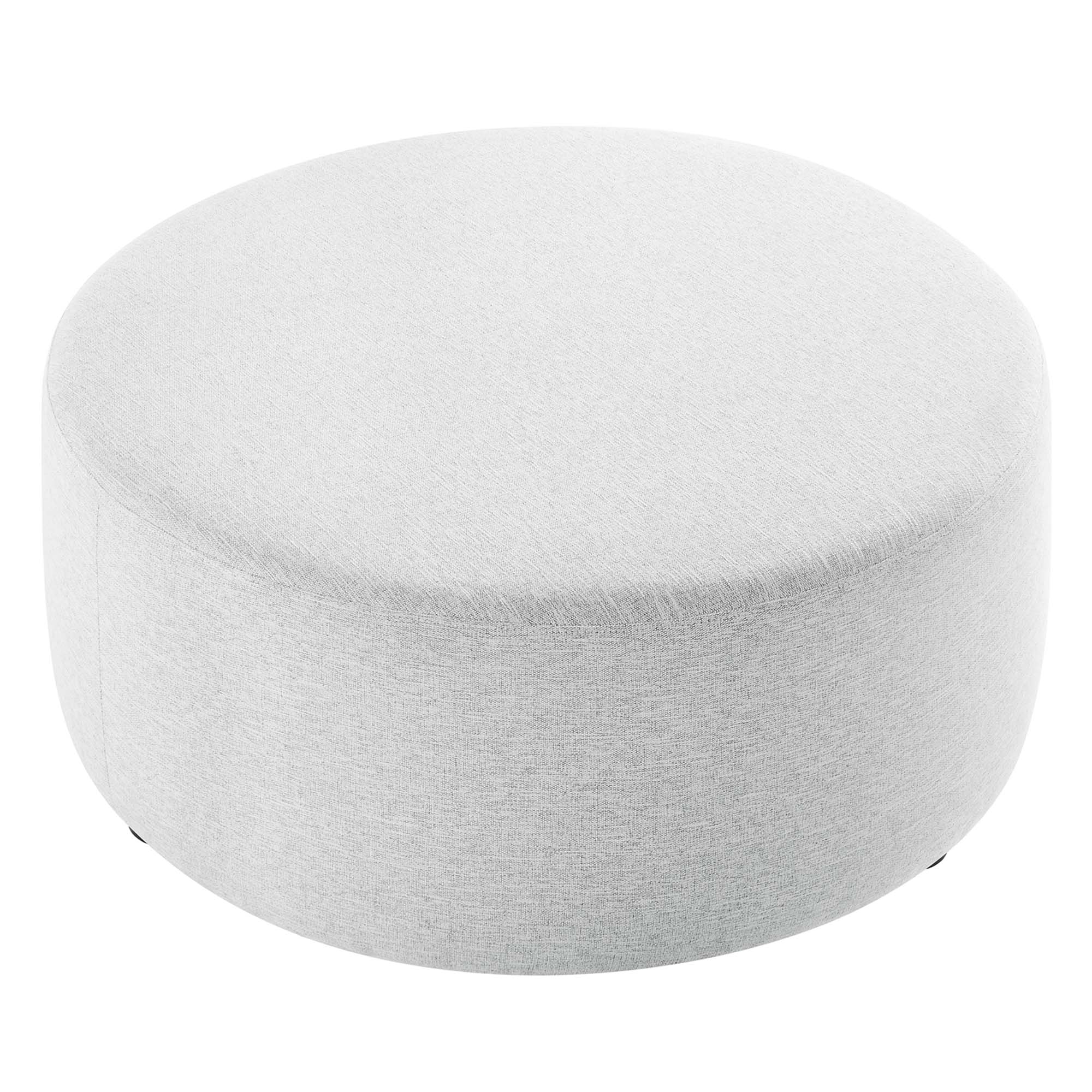 Callum Large 38" Round Woven Heathered Fabric Upholstered Ottoman - Image 4