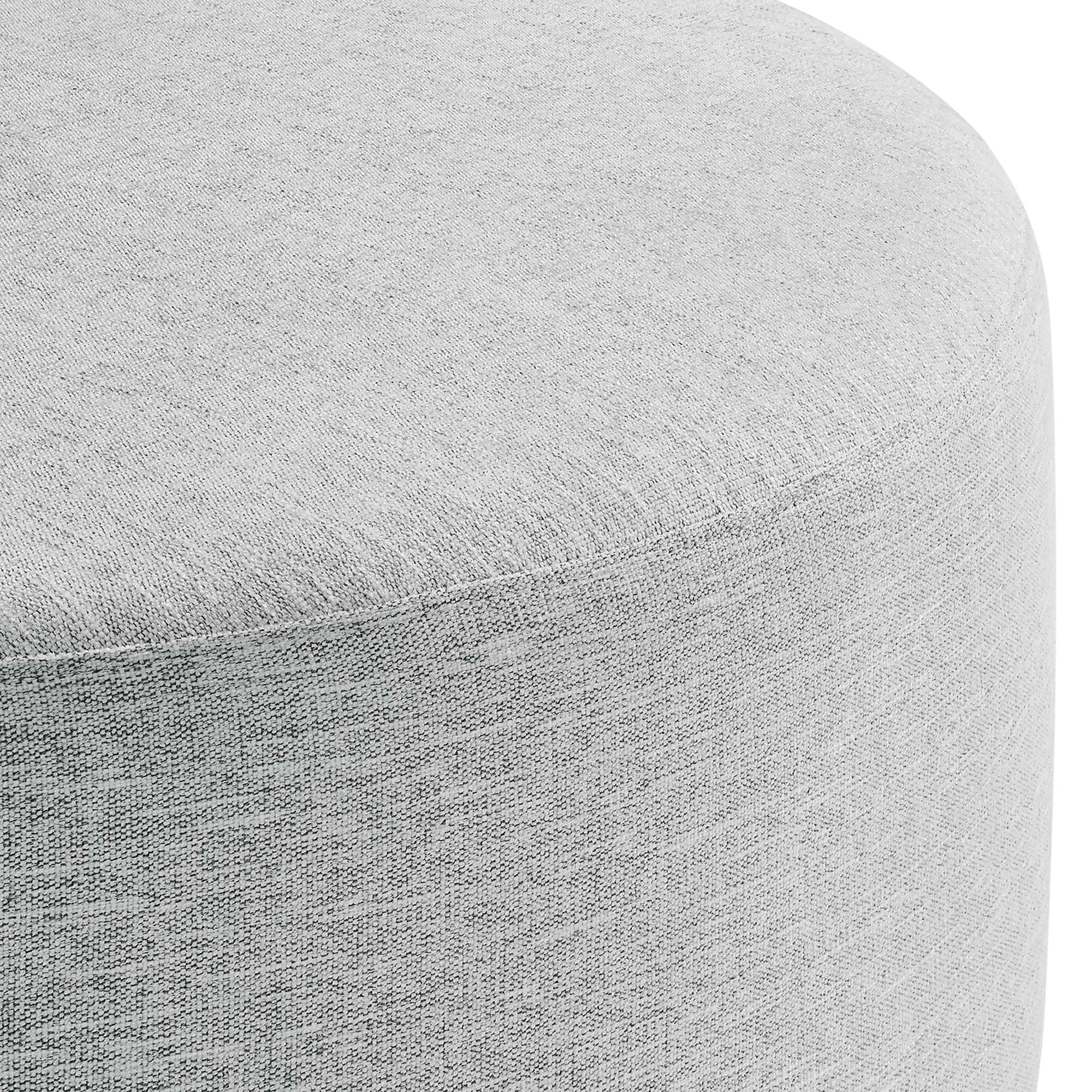 Callum Large 38" Round Woven Heathered Fabric Upholstered Ottoman - Image 5