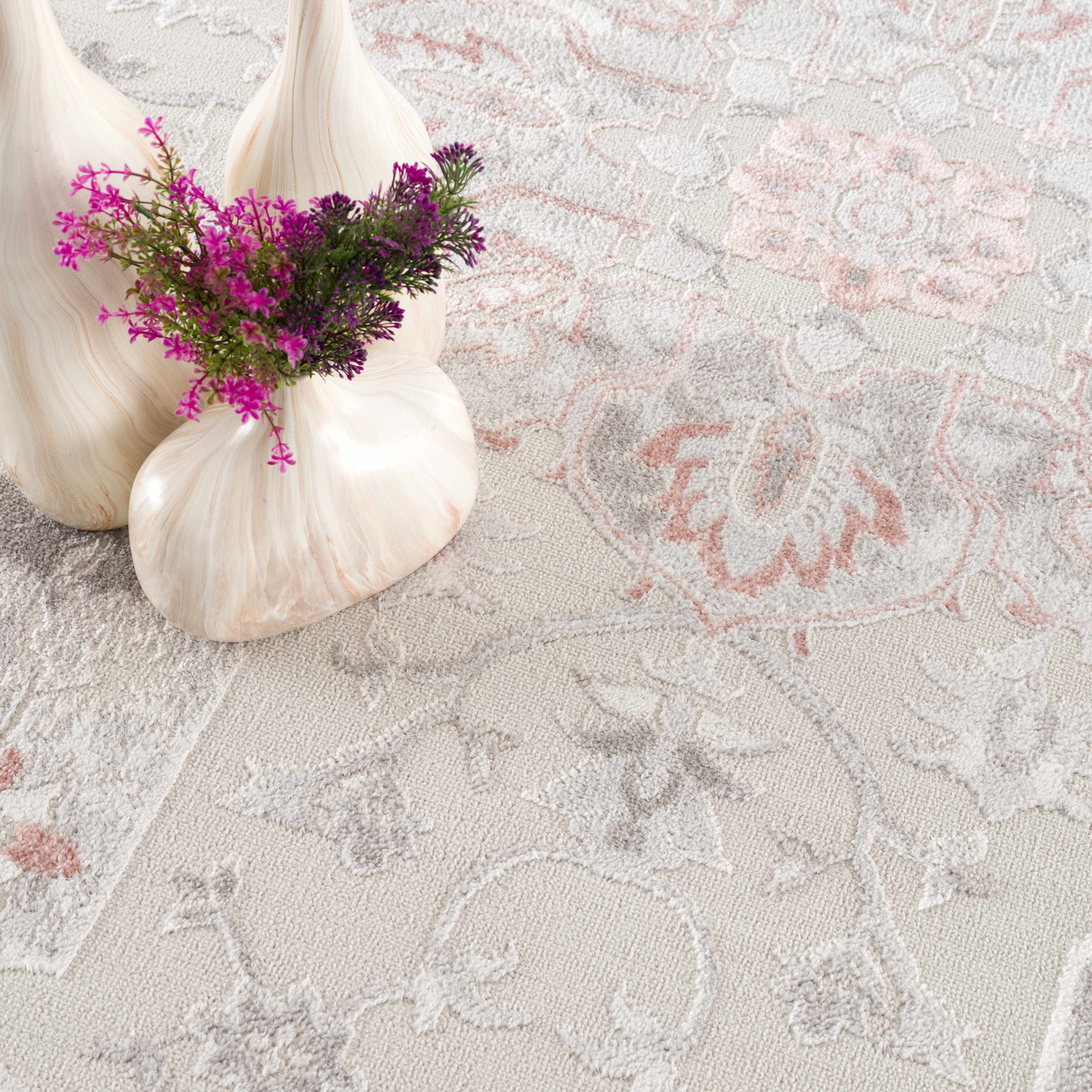 Calum Pink Floral Thick Area Rug - Clearance - Image 11