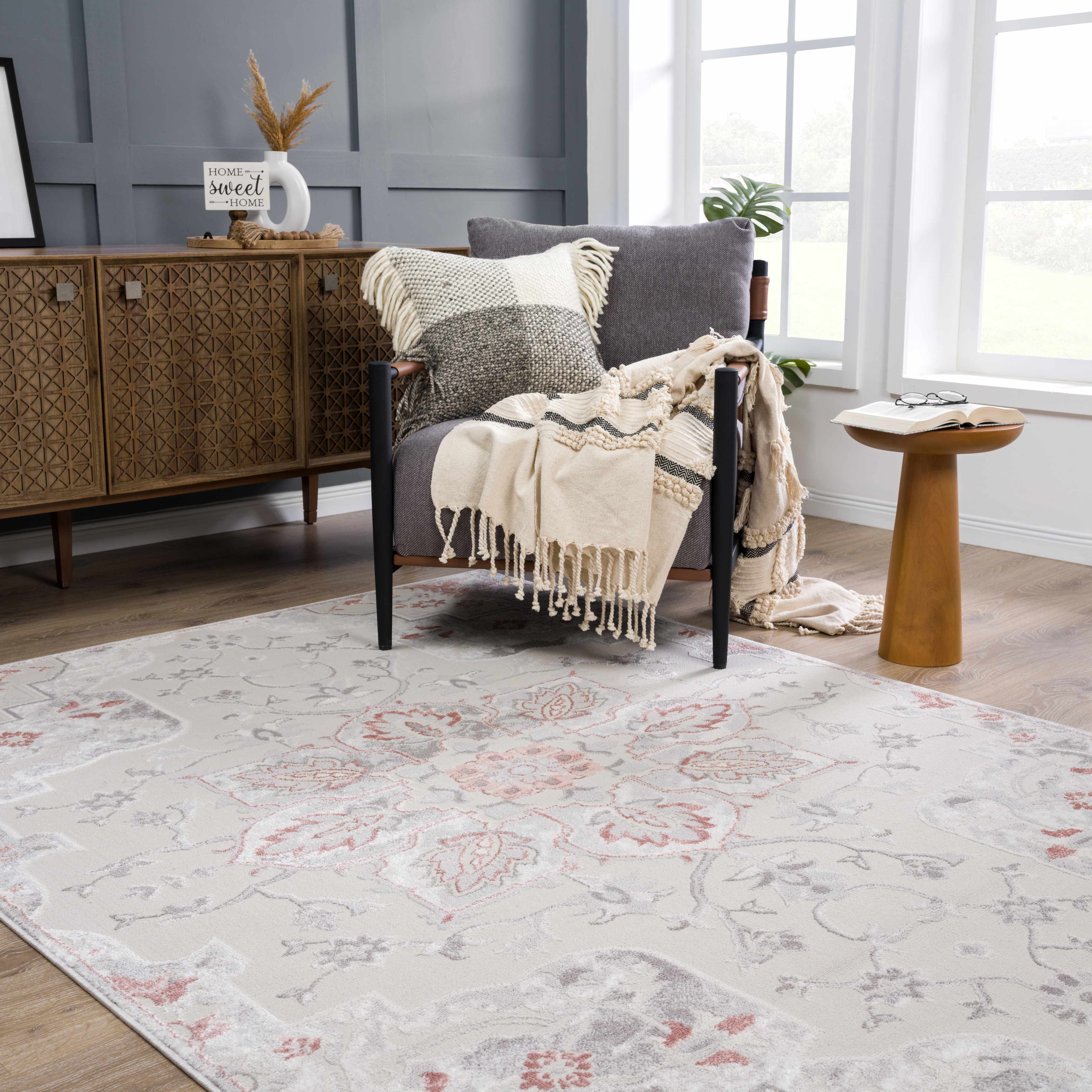 Calum Pink Floral Thick Area Rug - Clearance - Image 2