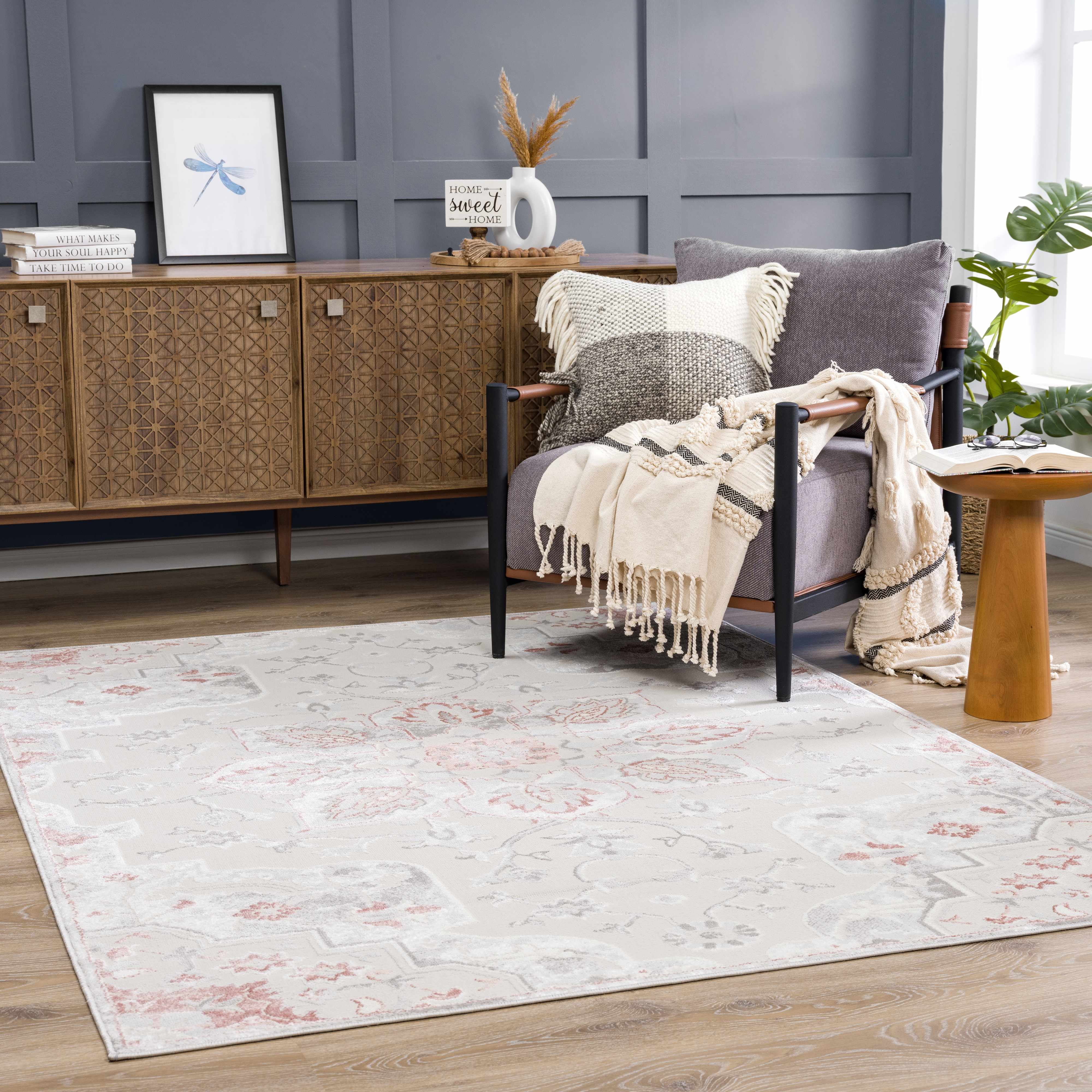 Calum Pink Floral Thick Area Rug - Clearance - Image 9