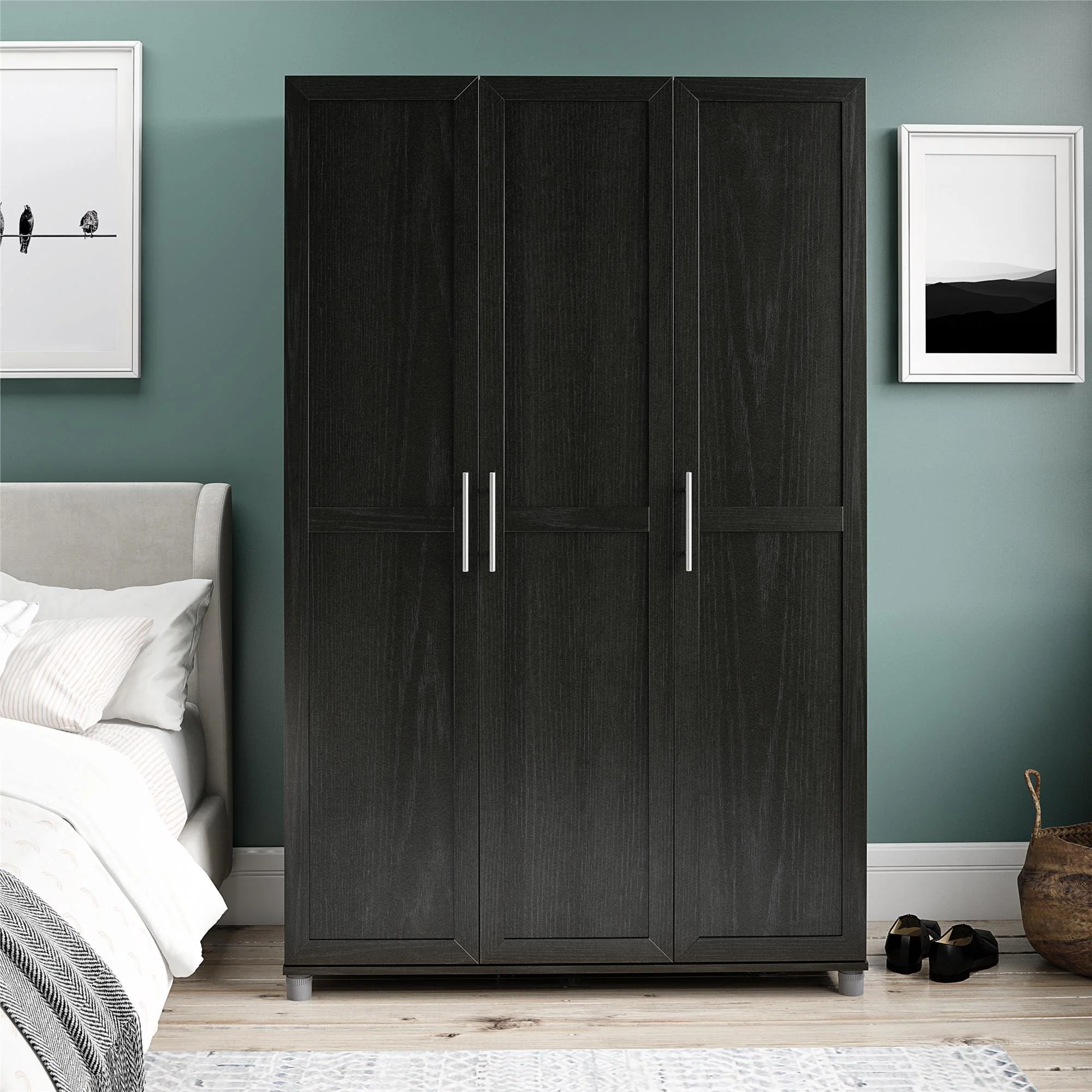 Camberly - Framed 3 Door Wardrobe - Black - Image 2