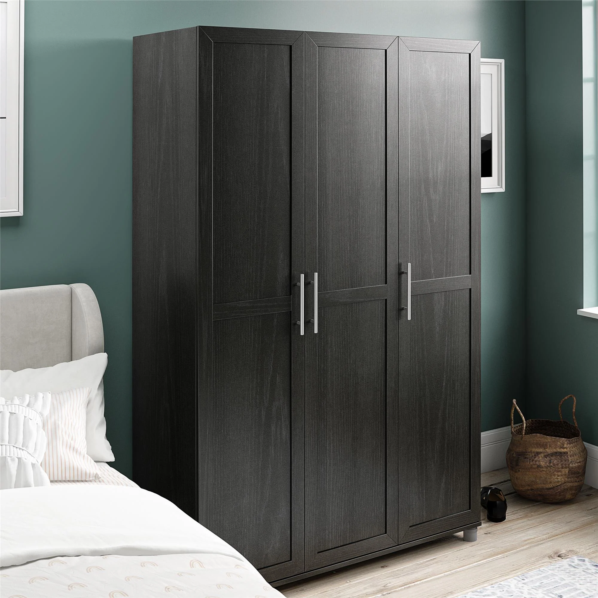 Camberly - Framed 3 Door Wardrobe - Black - Image 3