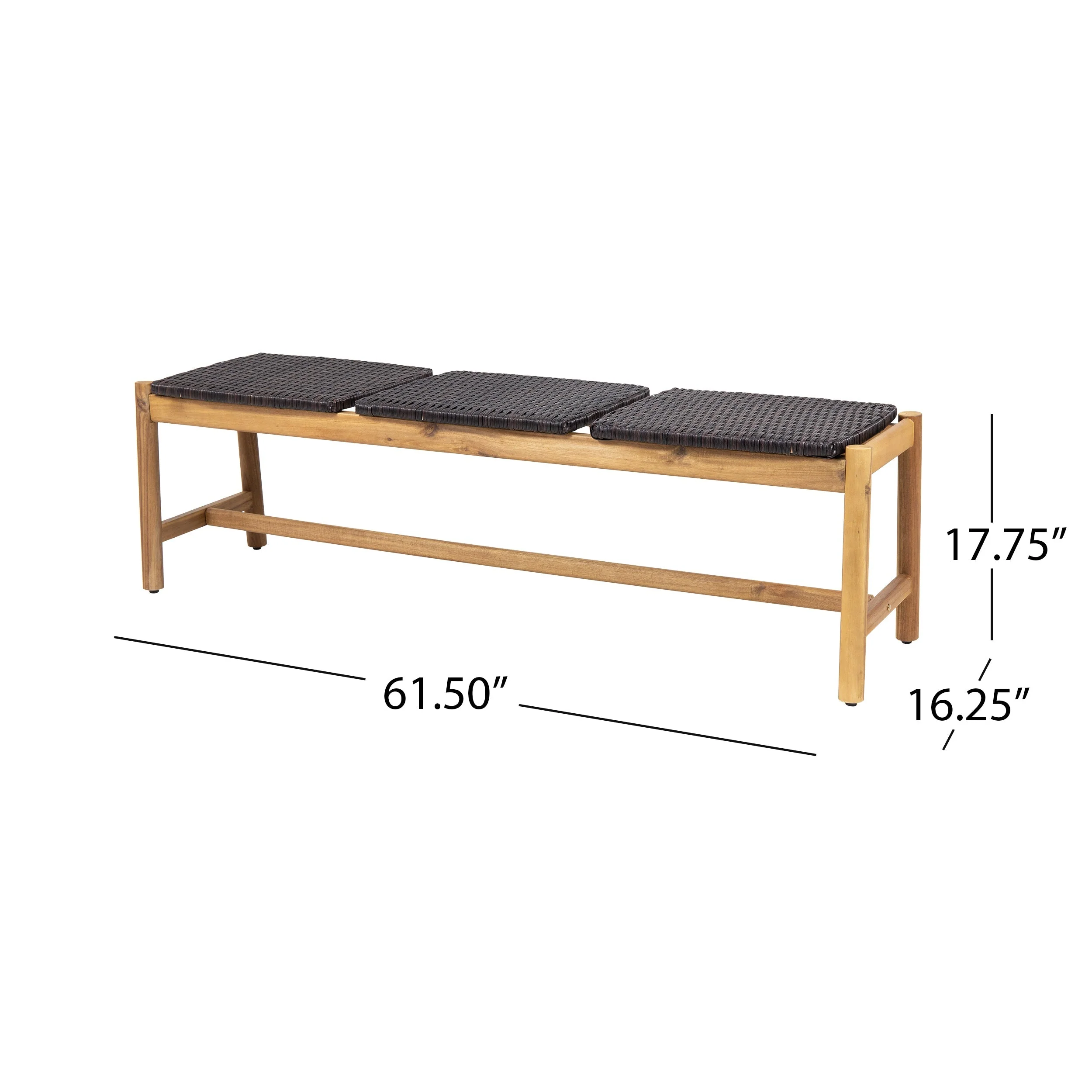 Cambria Rustic 3-Seater Bench with Teak Finish Acacia Wood - Image 3