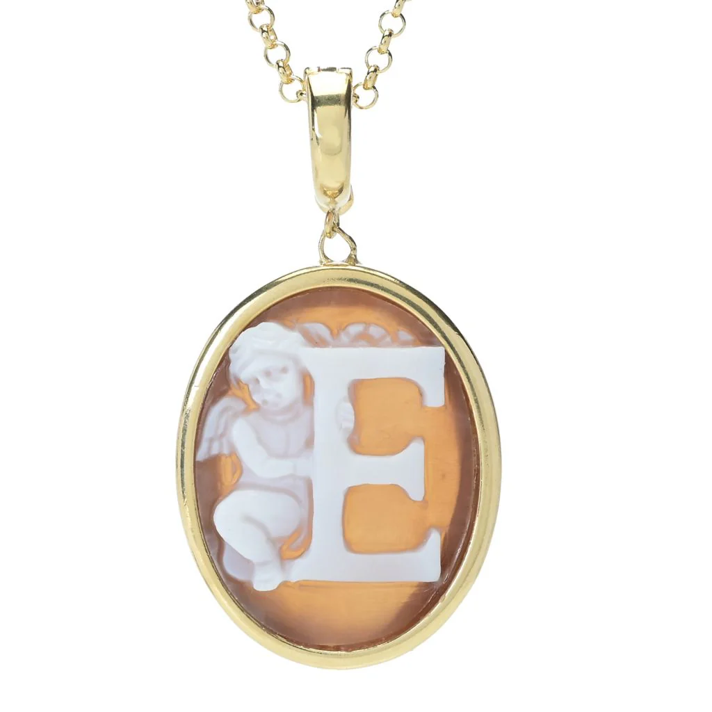 Cameo Italiano 18K Gold Plated "Romantica" Angel Choice of Initial Pendant w/ Chain - Image 4