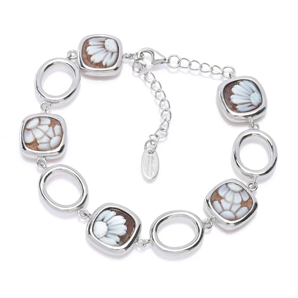 Cameo Italiano "Classica" 11mm Floral Cameo & Open Link Bracelet - Image 2