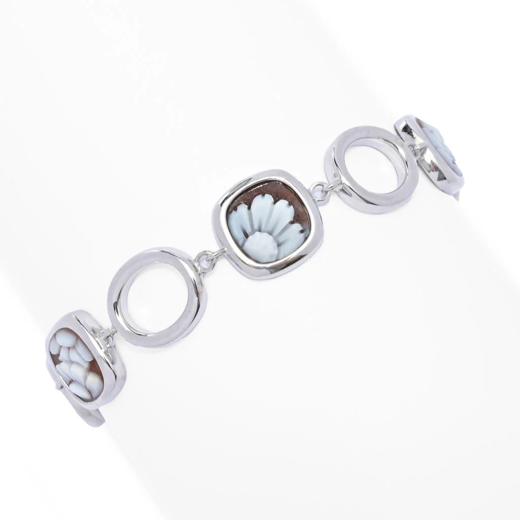 Cameo Italiano "Classica" 11mm Floral Cameo & Open Link Bracelet - Image 3