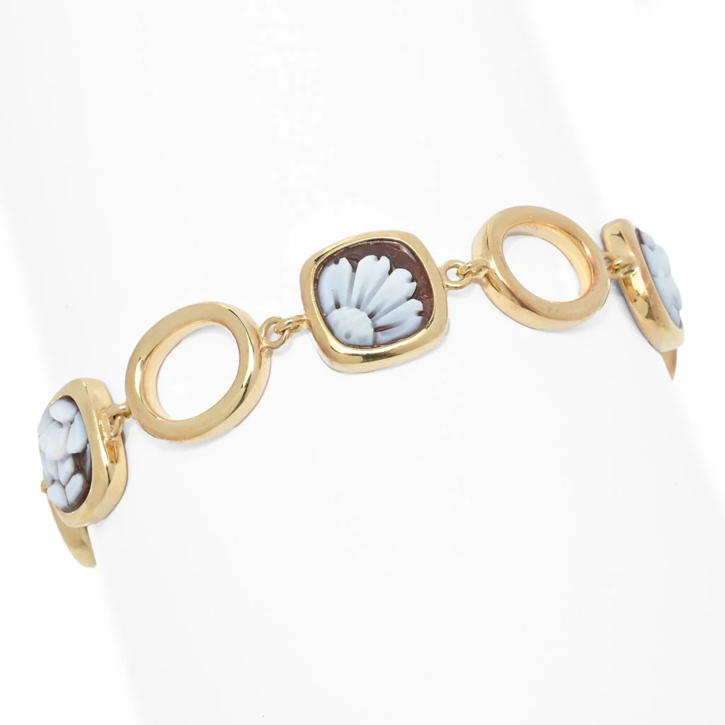Cameo Italiano "Classica" 11mm Floral Cameo & Open Link Bracelet - Image 4