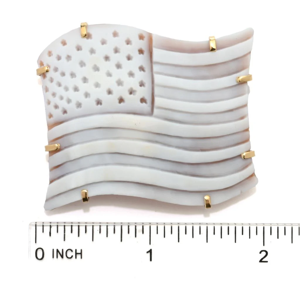 Cameo Italiano "Elysse" American Flag Shell Cameo Brooch/Pendant - Image 2