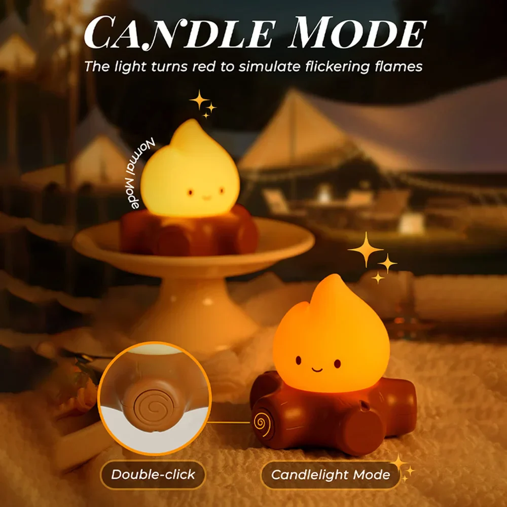 Campfire Night Light with White Noise LED Atmosphere Lamp for Kids Room Christmas - Image 2