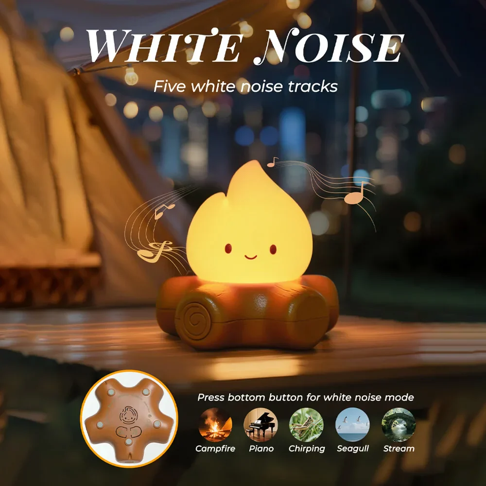 Campfire Night Light with White Noise LED Atmosphere Lamp for Kids Room Christmas - Image 3