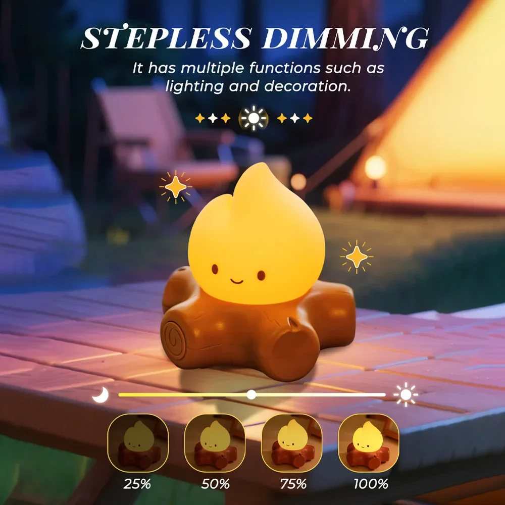 Campfire Night Light with White Noise LED Atmosphere Lamp for Kids Room Christmas - Image 4