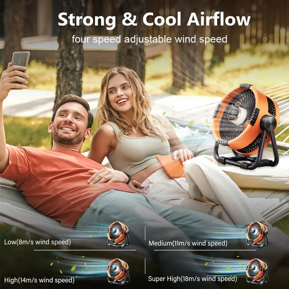 Camping Fan 20000mAh Rechargeable with LED Light Power Bank - Image 3
