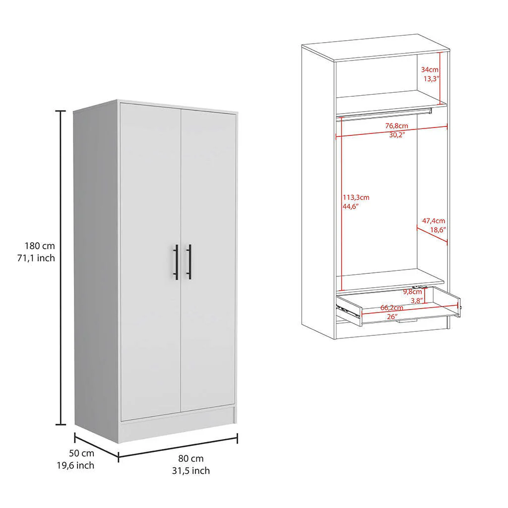 Canaan 2-Piece Bedroom Set, Armoire + Dresser, White - Image 5