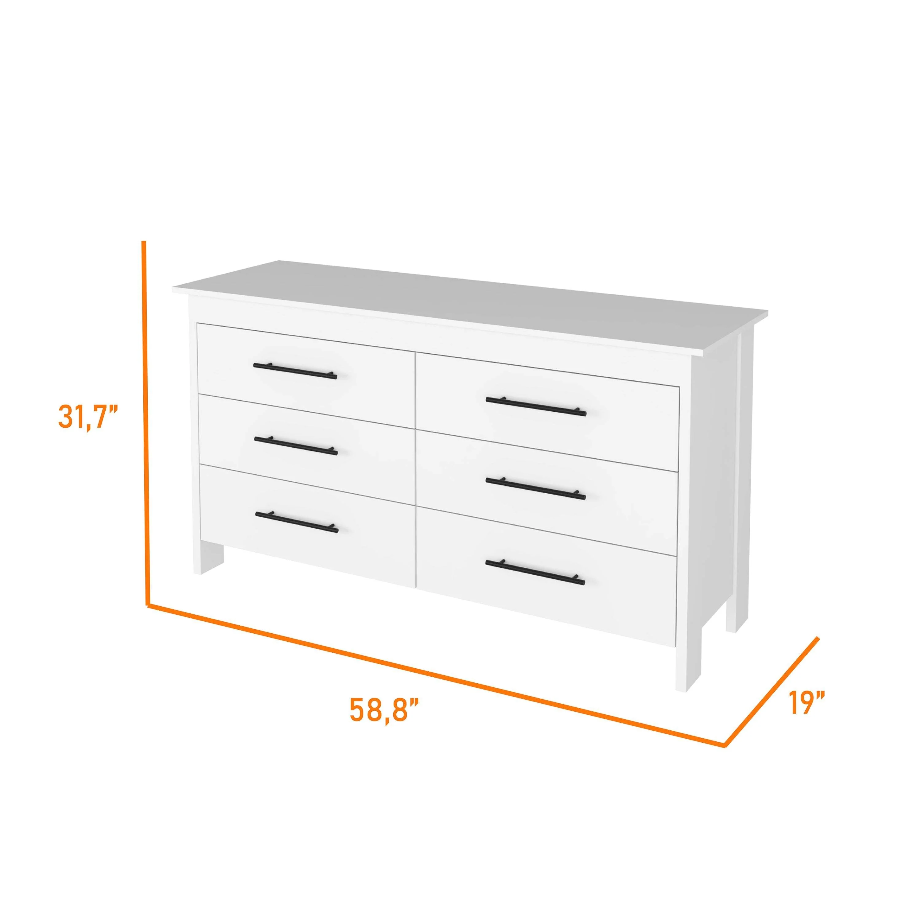 Canaan 2-Piece Bedroom Set, Armoire + Dresser, White - Image 6