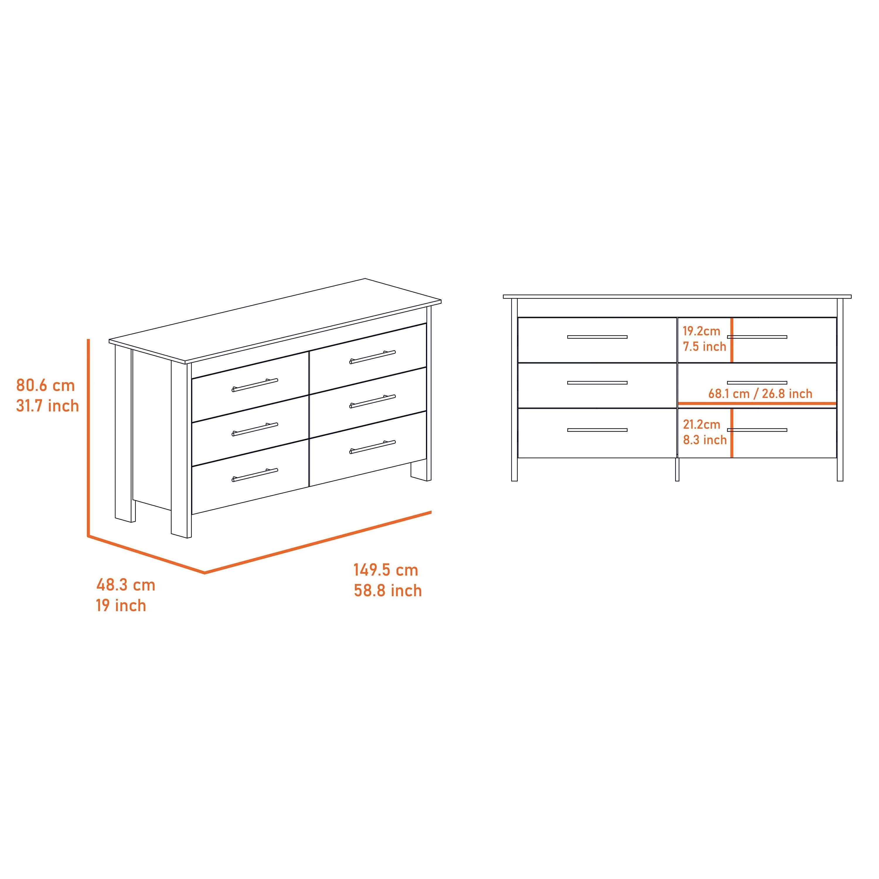 Canaan 2-Piece Bedroom Set, Armoire + Dresser, White - Image 7