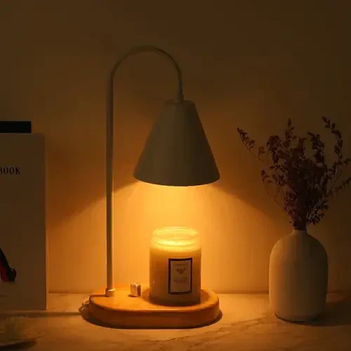 Candle Warmer Lamp with Dimmer Wooden Base Electric Candle Heater - Image 2
