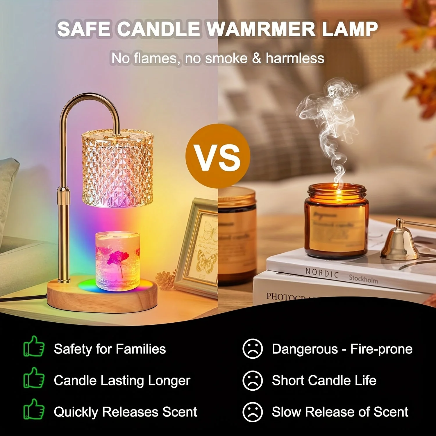 Candle Warmer Lamp with Timer – Dimmable Height Adjustable Wax Melter for Jar - Image 4