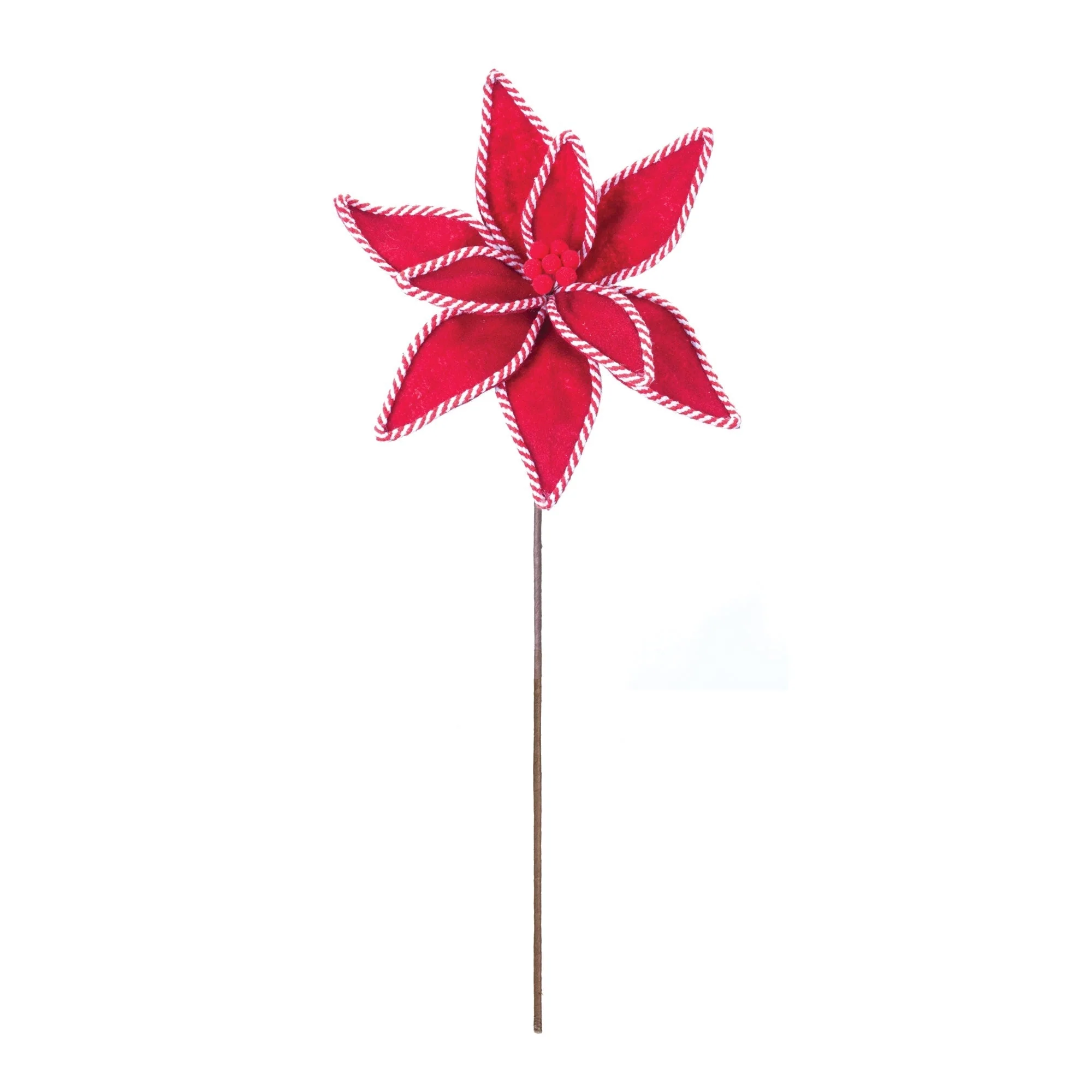 Candy Cane Poinsettia Stem (Set of 6) - Image 2