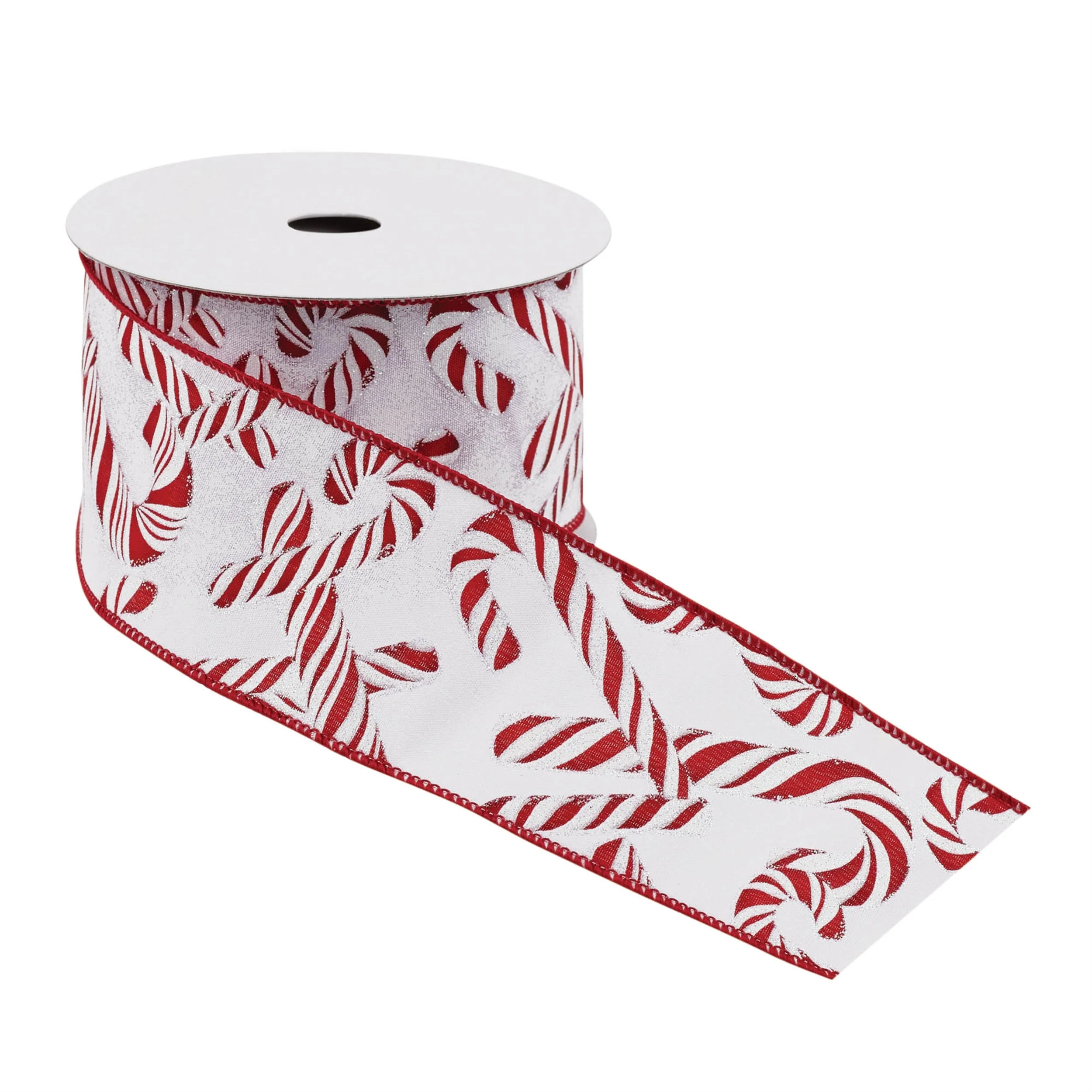Candy Cane Print Wired Ribbon (Set of 2) - Image 2