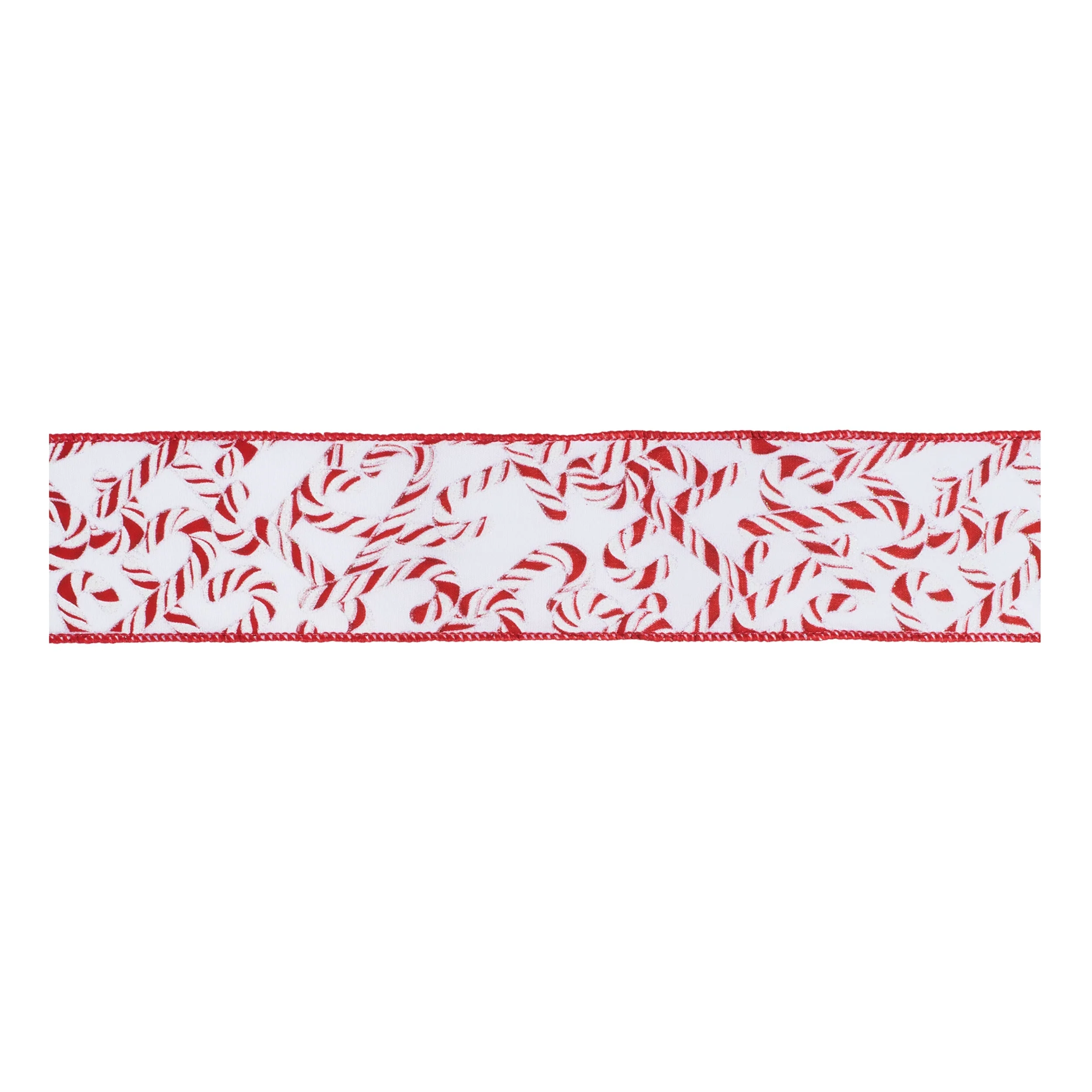 Candy Cane Print Wired Ribbon (Set of 2) - Image 3