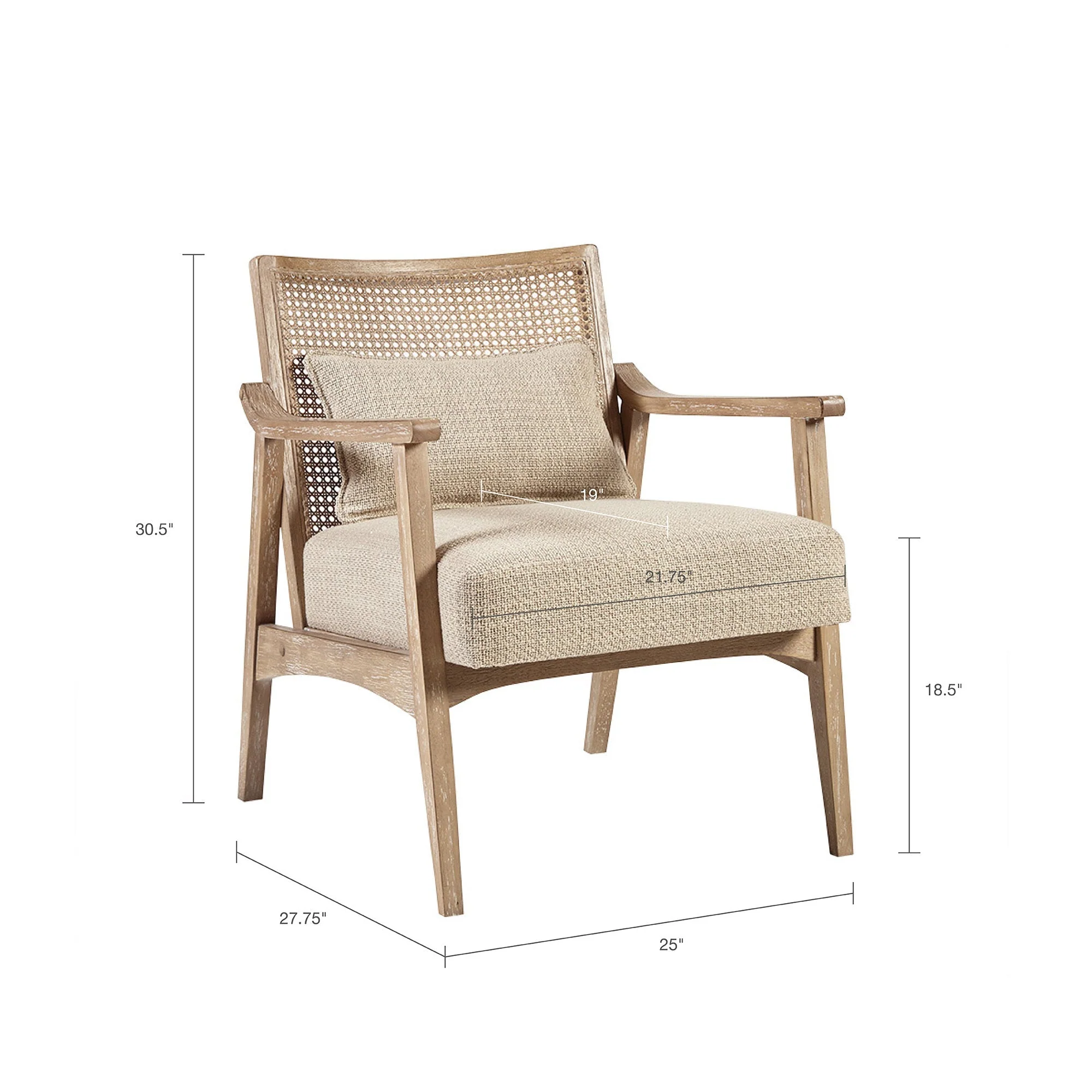 Cane Back Upholstered Accent Chair - Image 3