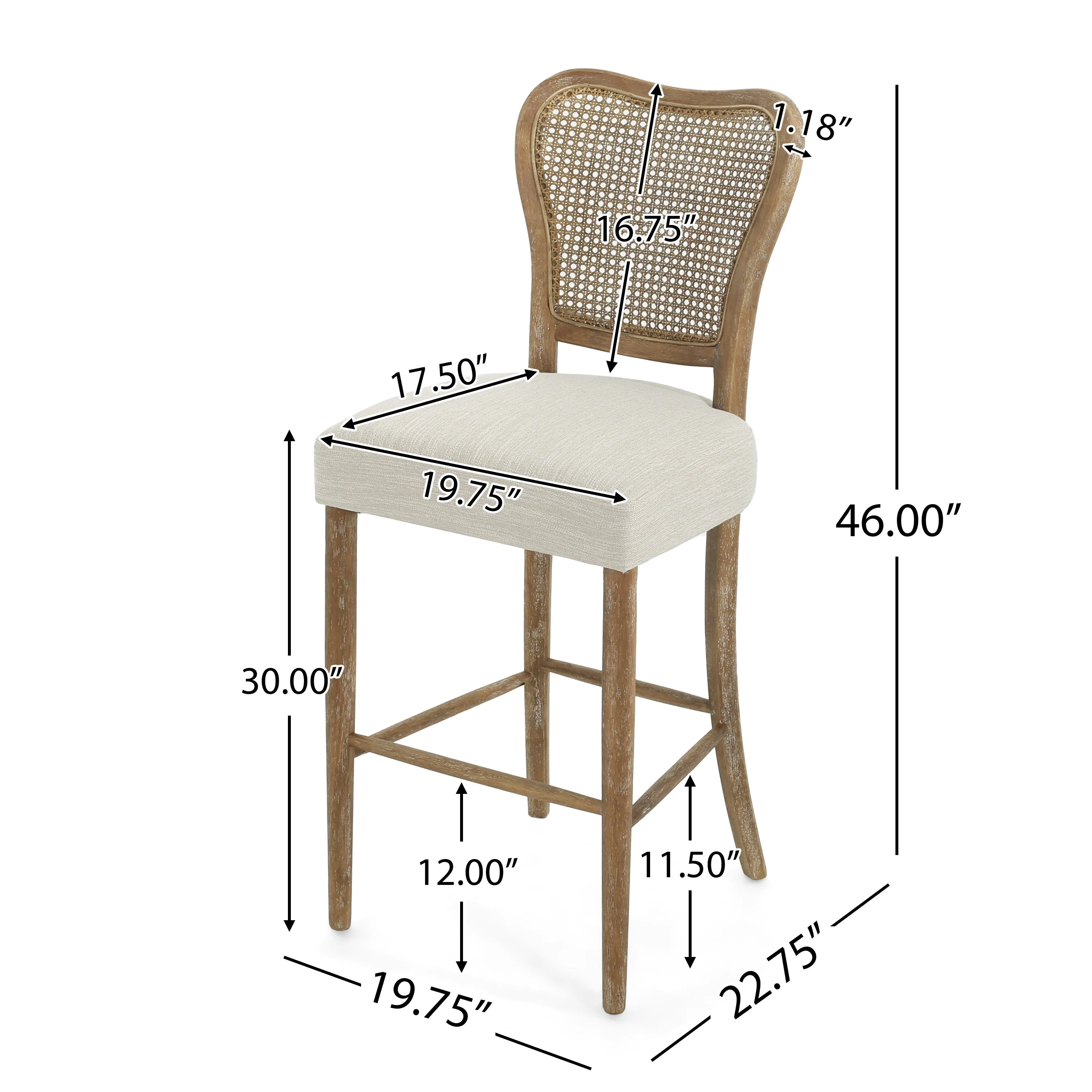 Cane-Back Upholstered Bar Stools Set of 2 - Image 10