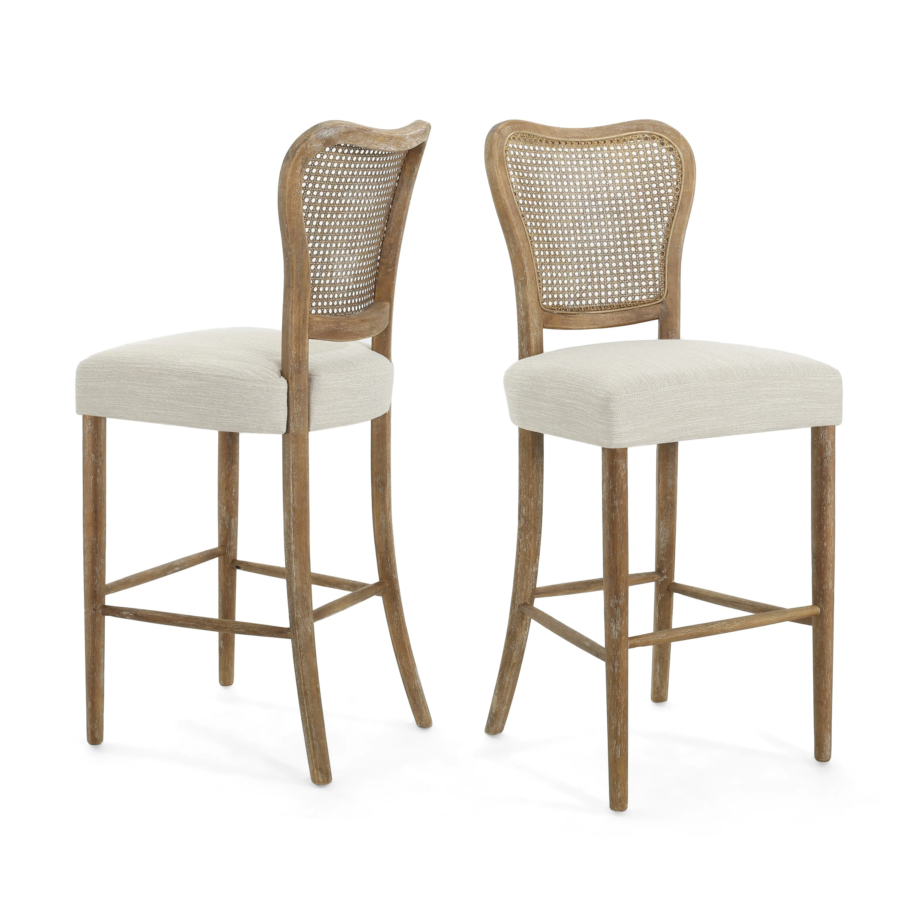 Cane-Back Upholstered Bar Stools Set of 2 - Image 11