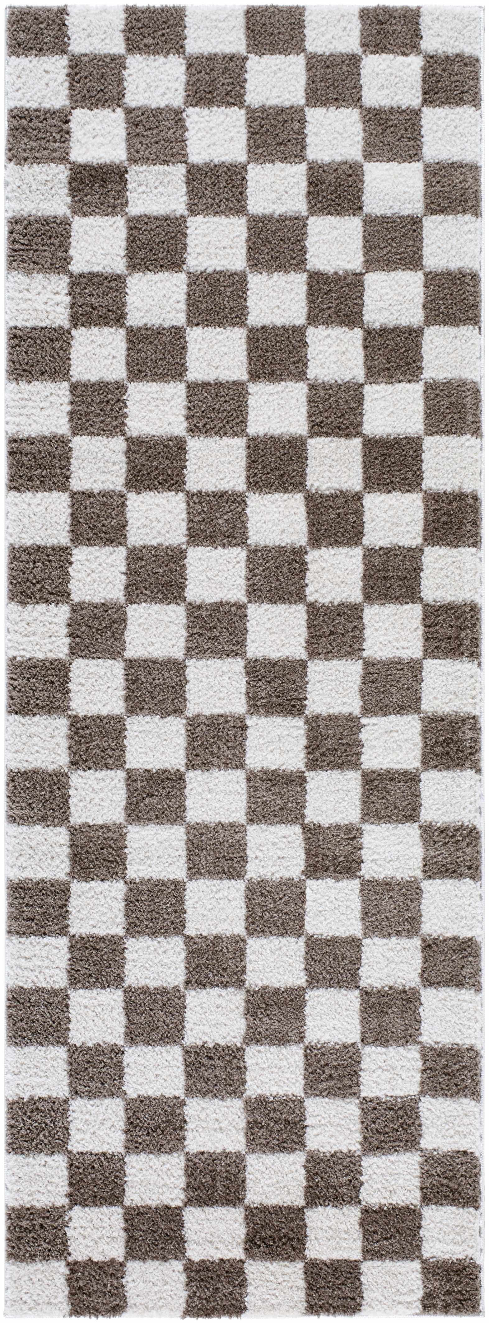 Canika Brown Washable Checkered Area Rug - Image 10