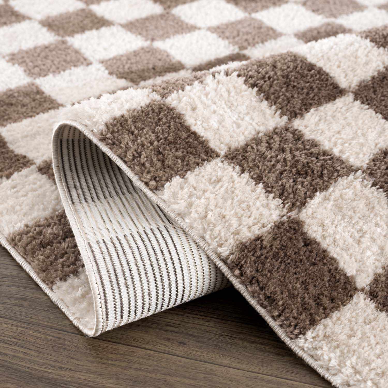 Canika Brown Washable Checkered Area Rug - Image 6