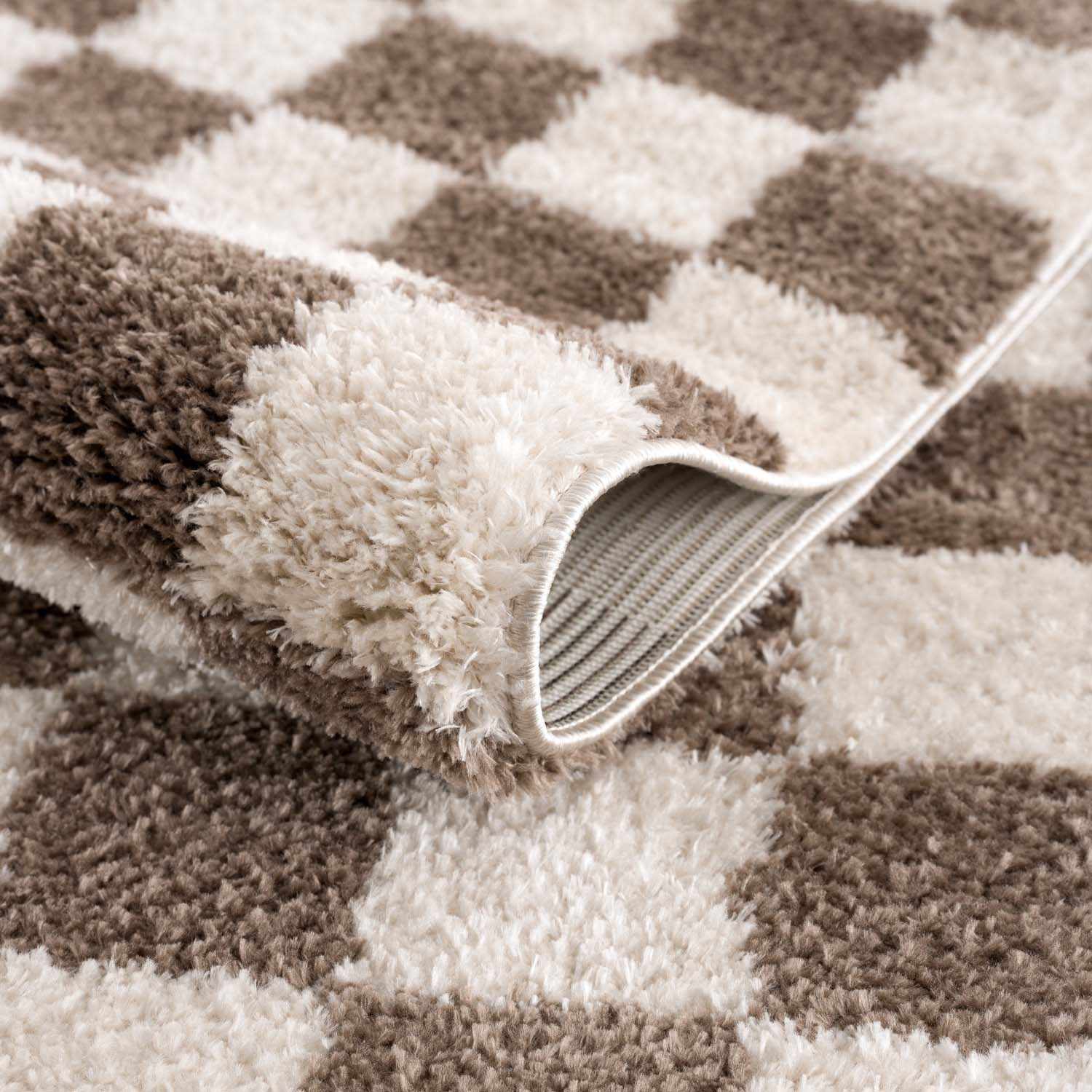 Canika Brown Washable Checkered Area Rug - Image 7