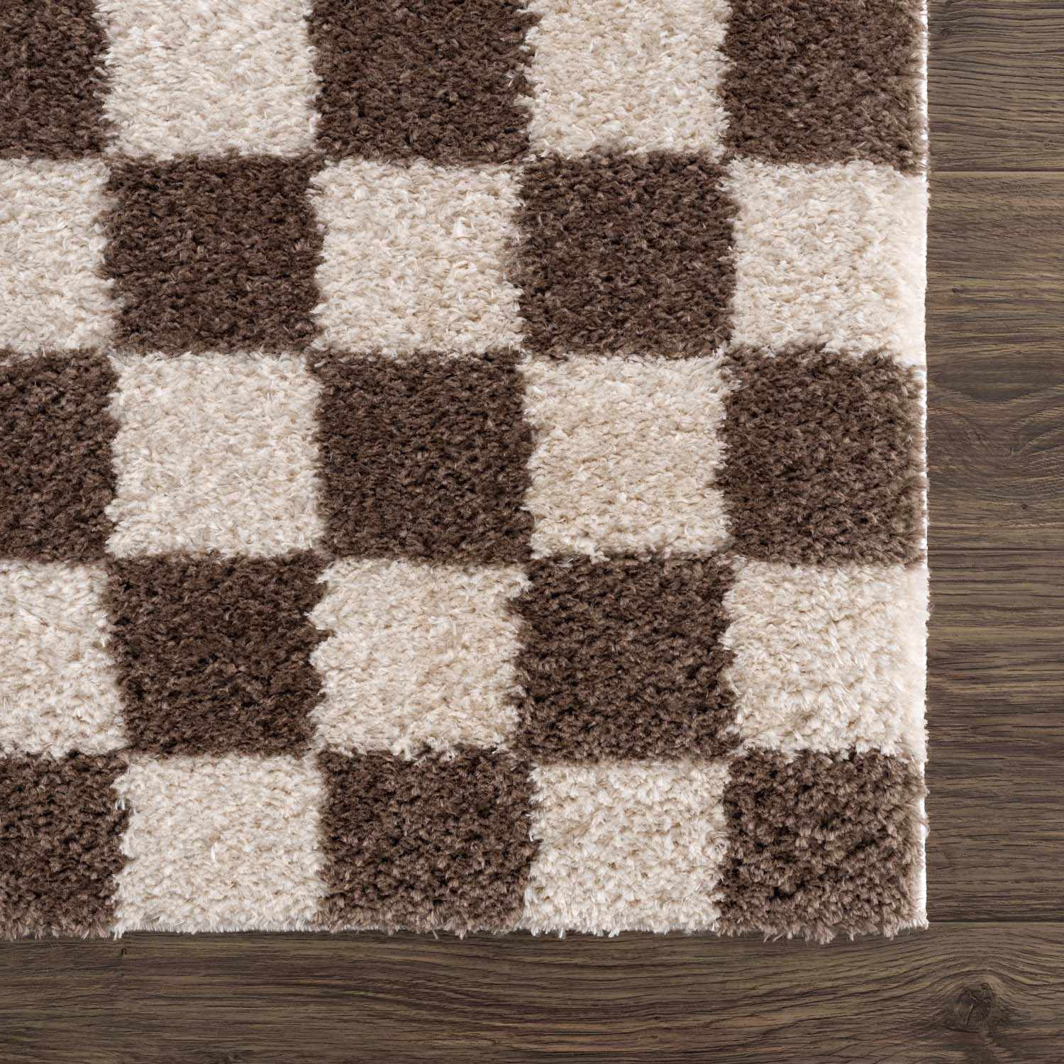 Canika Brown Washable Checkered Area Rug - Image 8