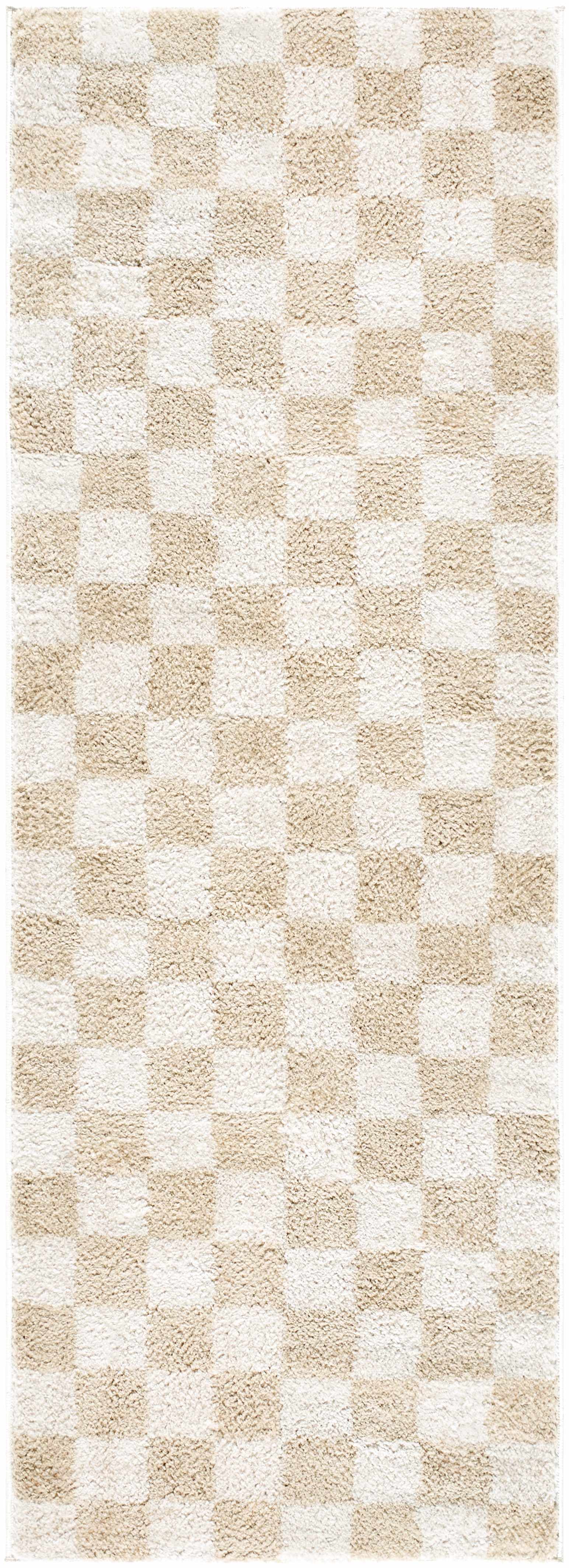 Canika Checkered Cream Washable Area Rug - Image 10