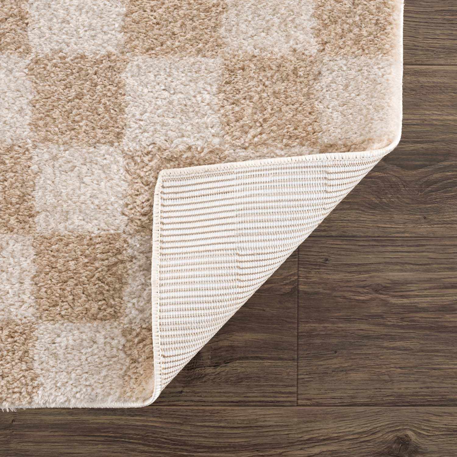 Canika Checkered Cream Washable Area Rug - Image 5