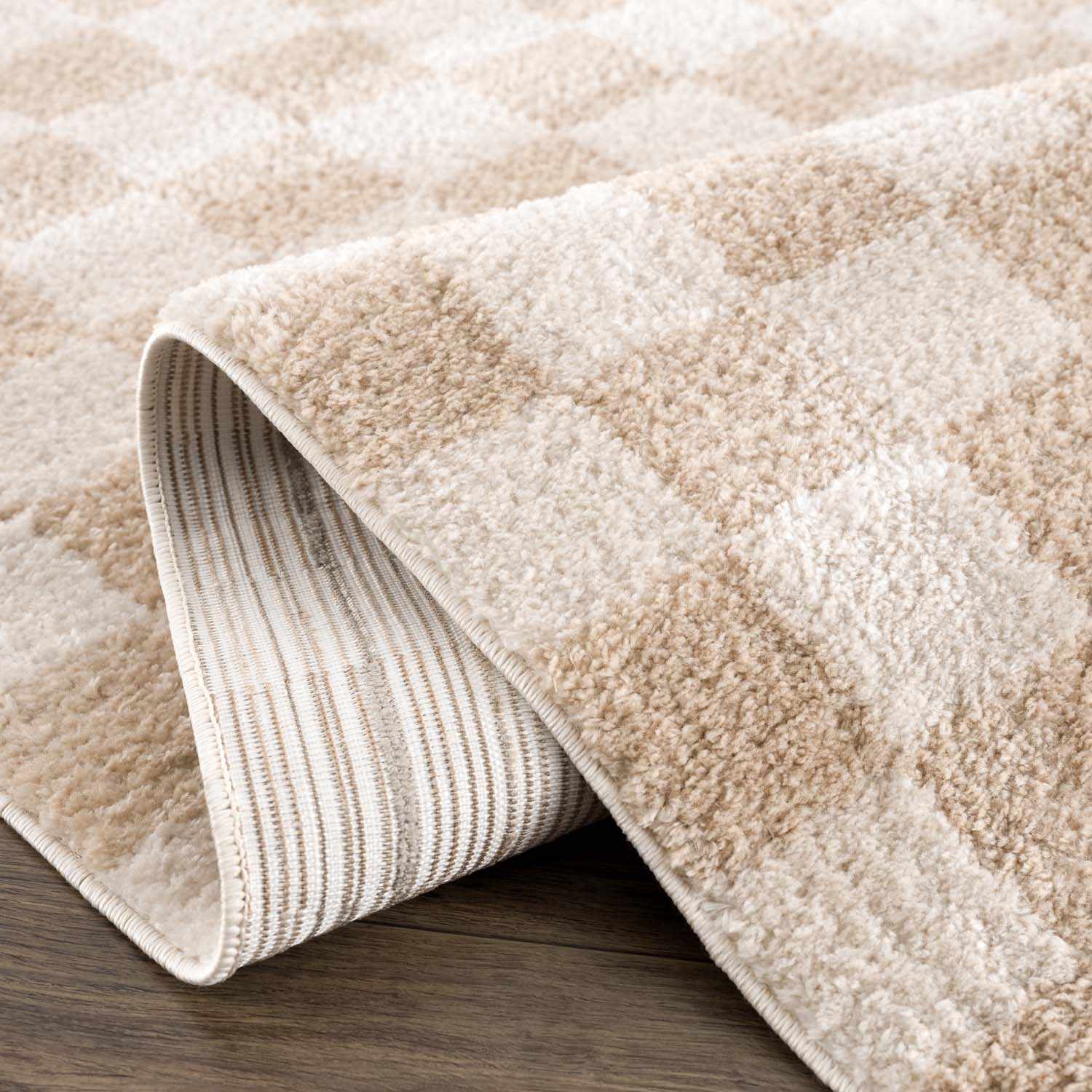 Canika Checkered Cream Washable Area Rug - Image 7